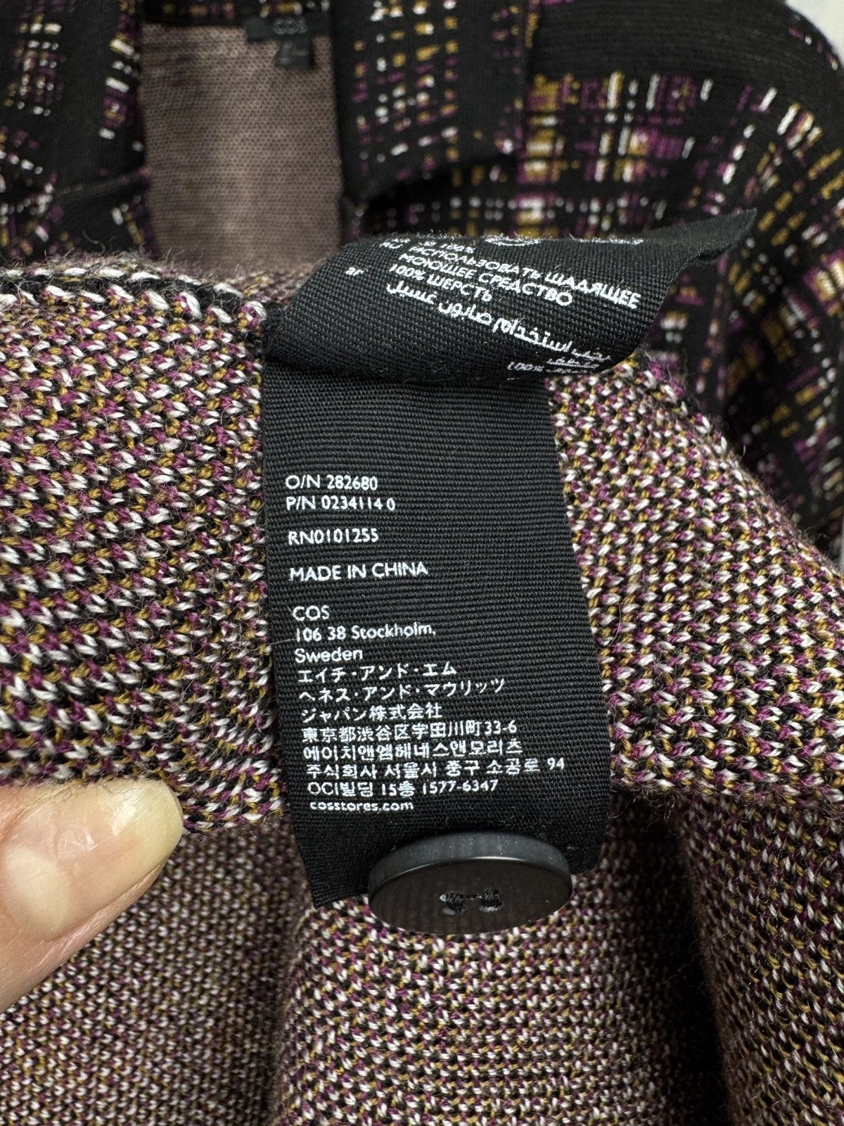 Cos COS Wool Knit Long Cardigan Coat Geo Plaid Button Pockets Size L / US 10 / IT 46 - 10 Thumbnail