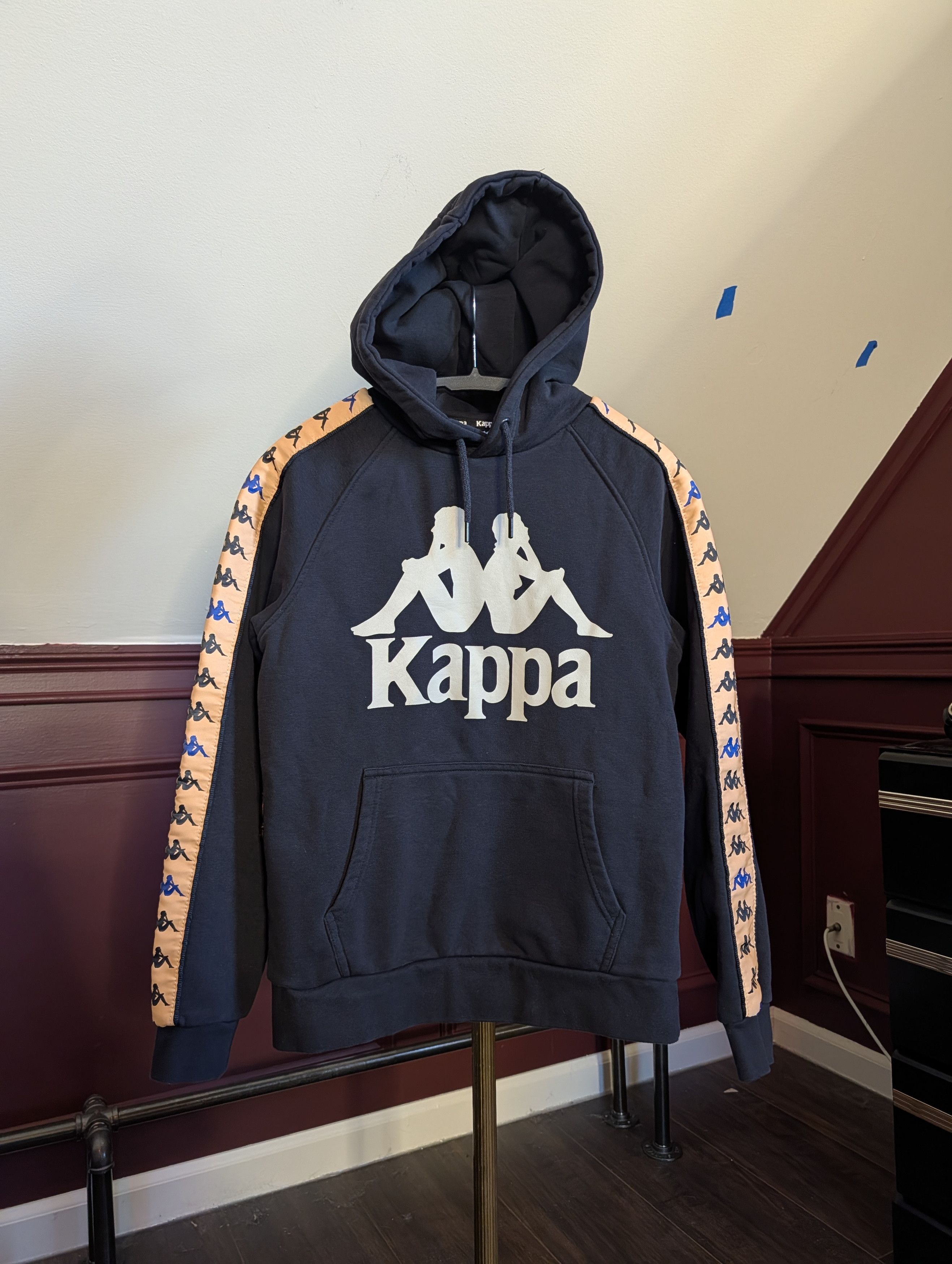 Kappa Iconic logo print track stripe sleeve pullover hoodie black Size US S / EU 44-46 / 1 - 1 Thumbnail