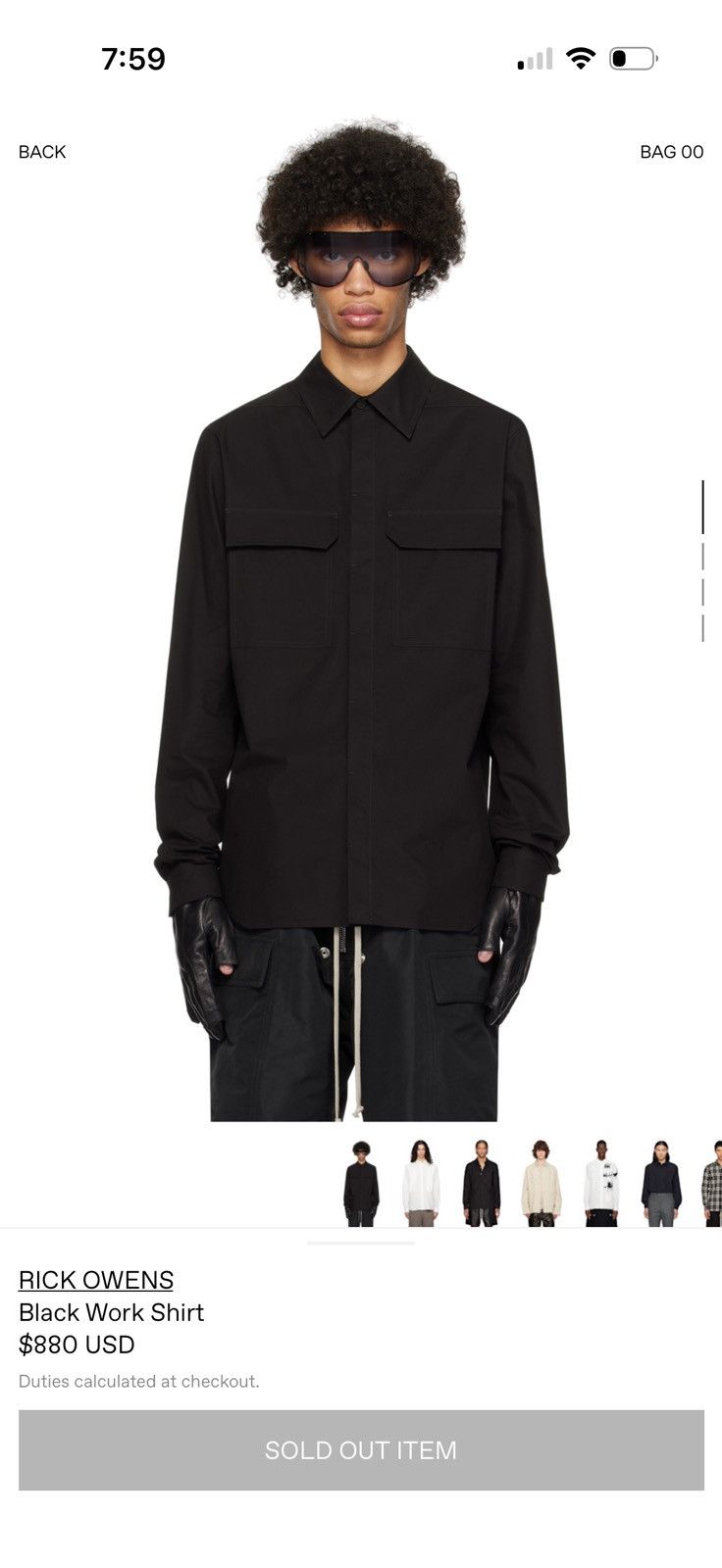 Rick Owens Rick Owens work shirt Size US S / EU 44-46 / 1 - 1 Thumbnail