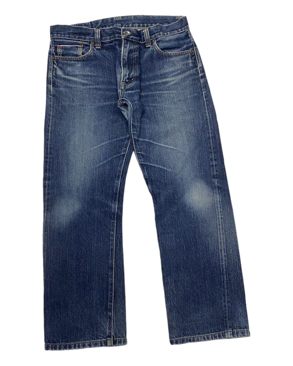 Uniqlo 🔥UNIQLO JAPAN BAGGY SELVEDGE REDLINE DISTRESSED DENIM JEANS Size US 34 / EU 50 - 4 Thumbnail