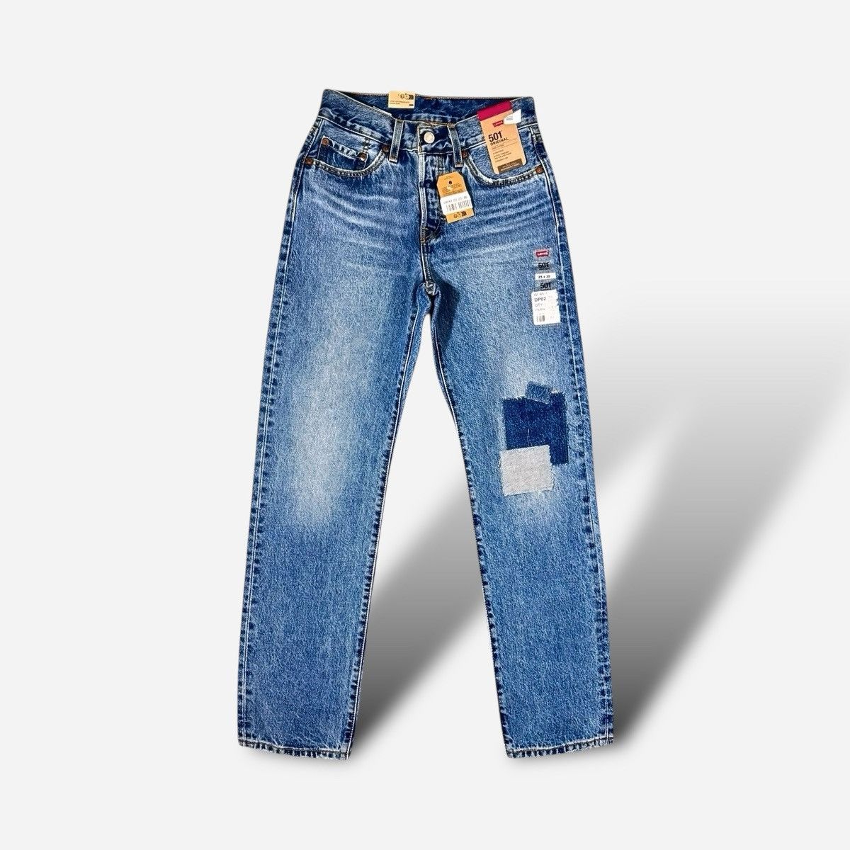 Levi's Levi’s Women’s 501 Patch Straight High Rise Blue Jeans 25-30 Size 25" / US 0 / IT 36 - 6 Thumbnail