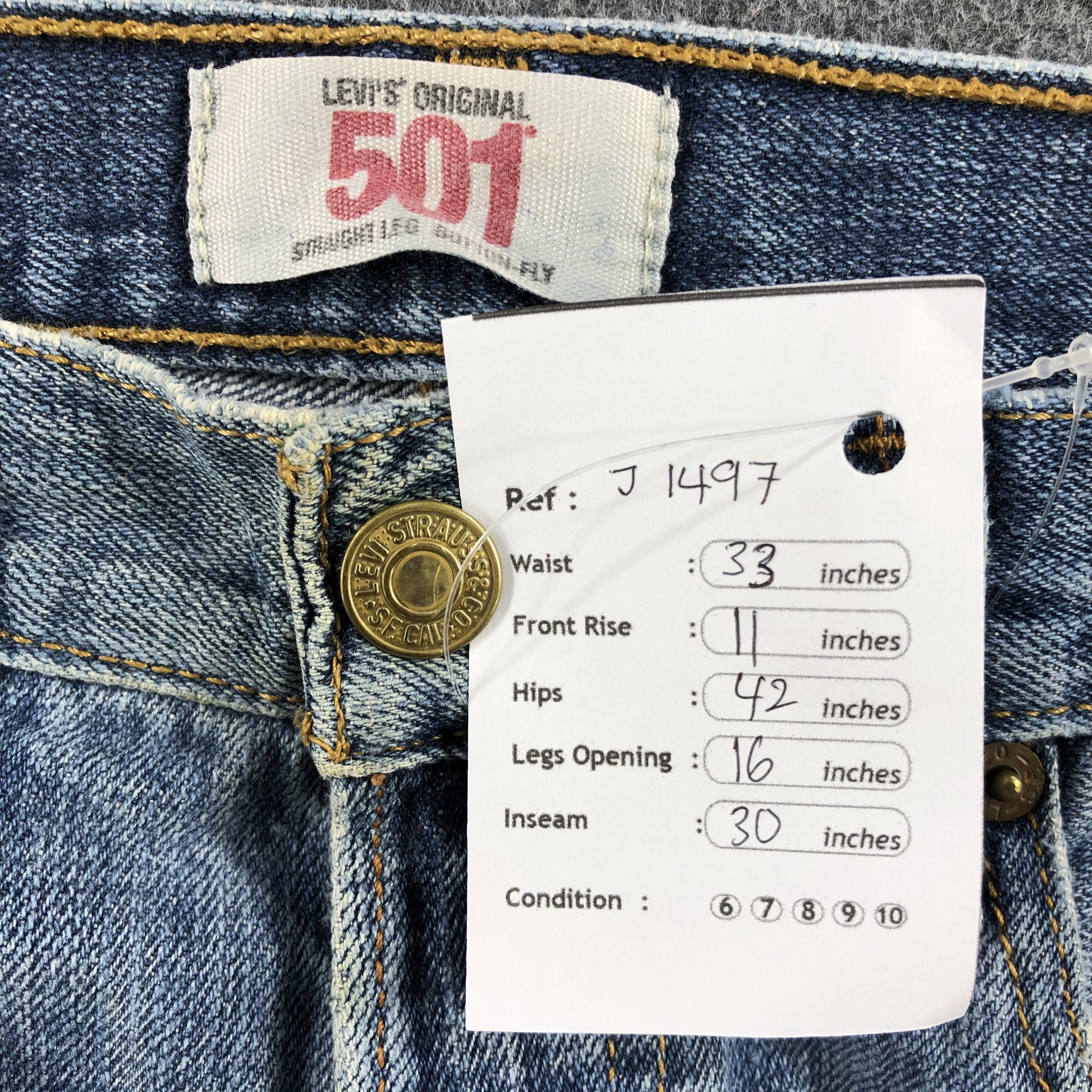 Levi's Vintage Blue Wash Levis 501 Jeans-J1497 Size US 33 - 15 Thumbnail