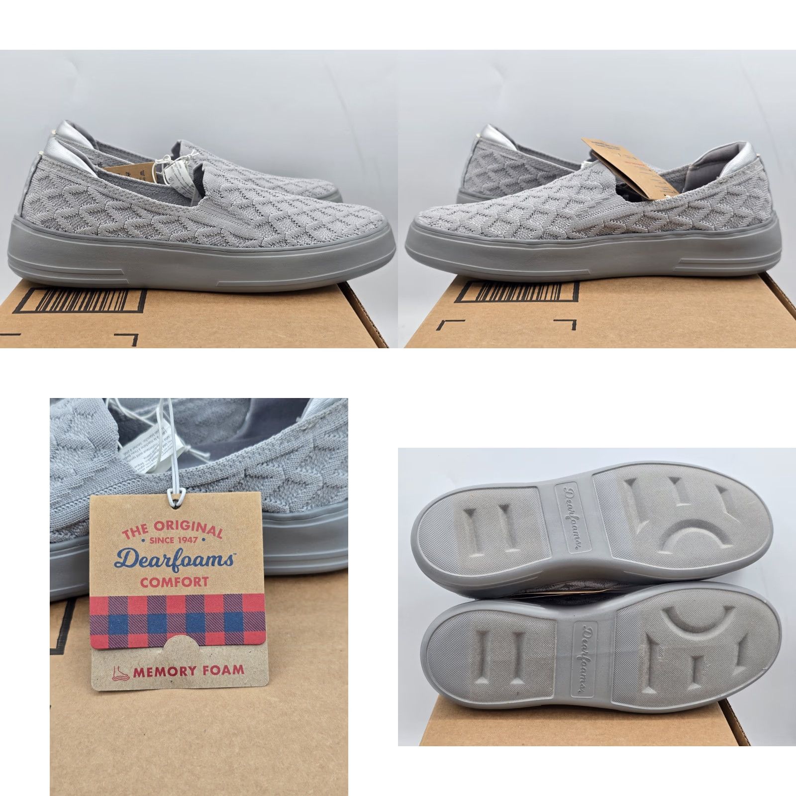 Vintage DEARFOAMS Women's 6.5 Comfort Slip-On Sneaker Gray Casual Sophie Boxer Style Size US 7 / IT 37 - 8 Thumbnail
