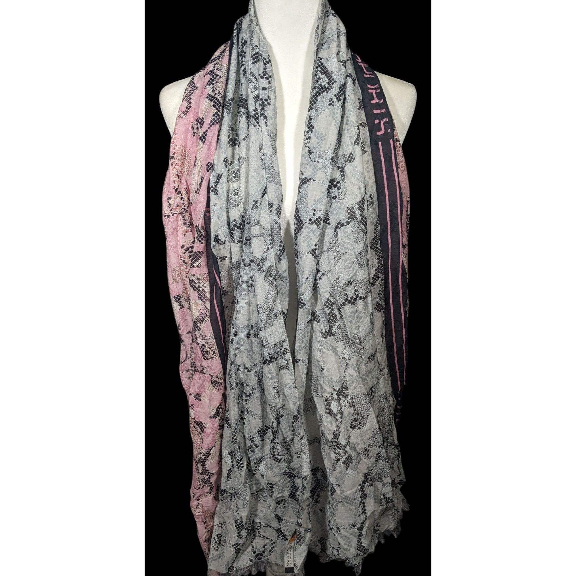 Other Marc Cain Sports Grey And Pink Snake Print Scarf Size ONE SIZE - 4 Thumbnail