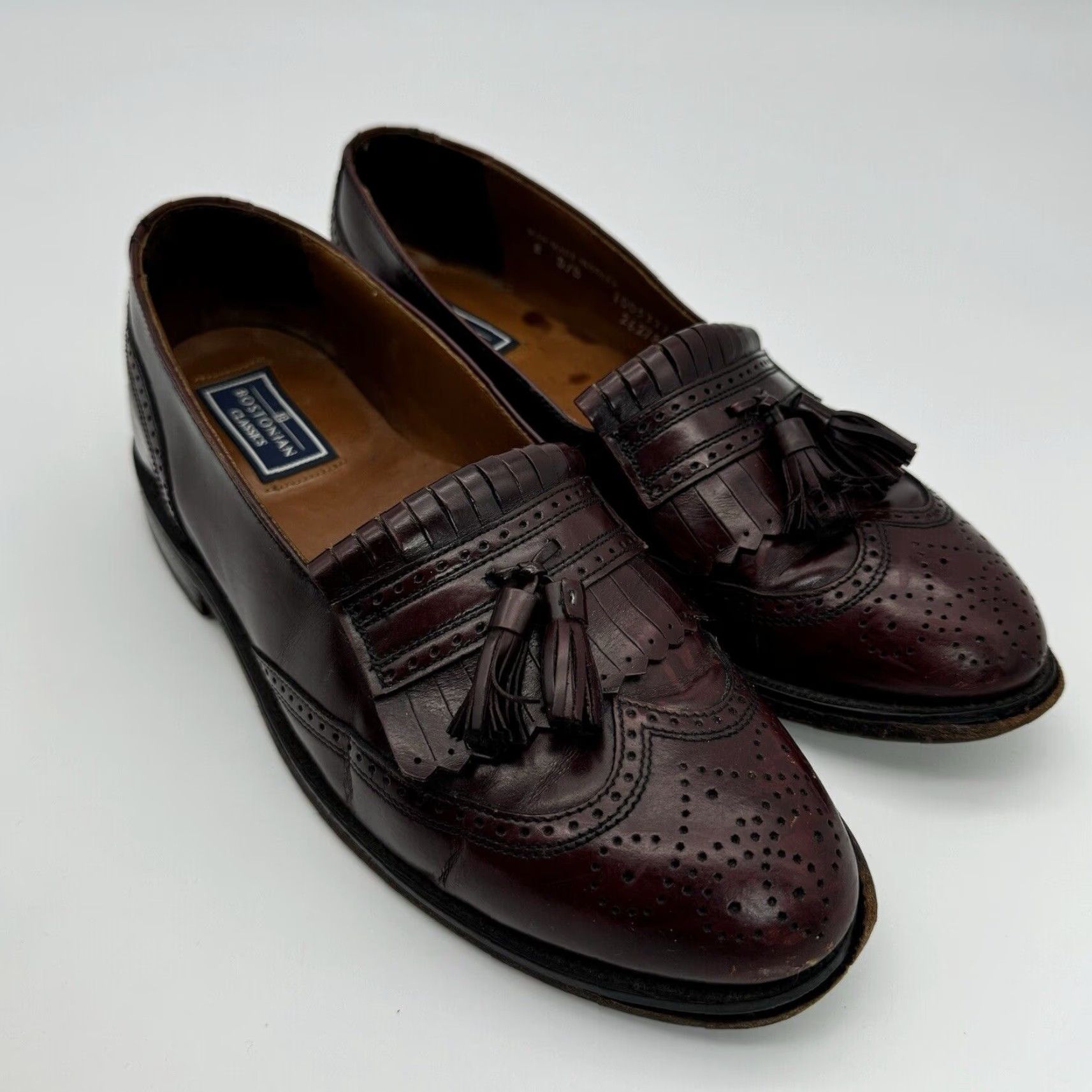 Vintage VINTAGE BOSTONIAN WINGTIP OXFORD LOAFERS BURGUNDY MENS 8 D/B TASSELED Size US 8 / EU 41 - 3 Thumbnail