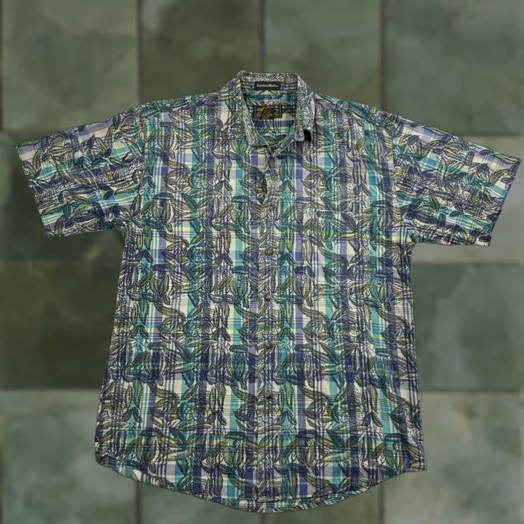 Eddie Bauer VINTAGE Eddie Bauer Plaid Button-Up Adult Medium Short Sleeve Hawaiian Green 90s Mens Size US M / EU 48-50 / 2 - 1 Thumbnail