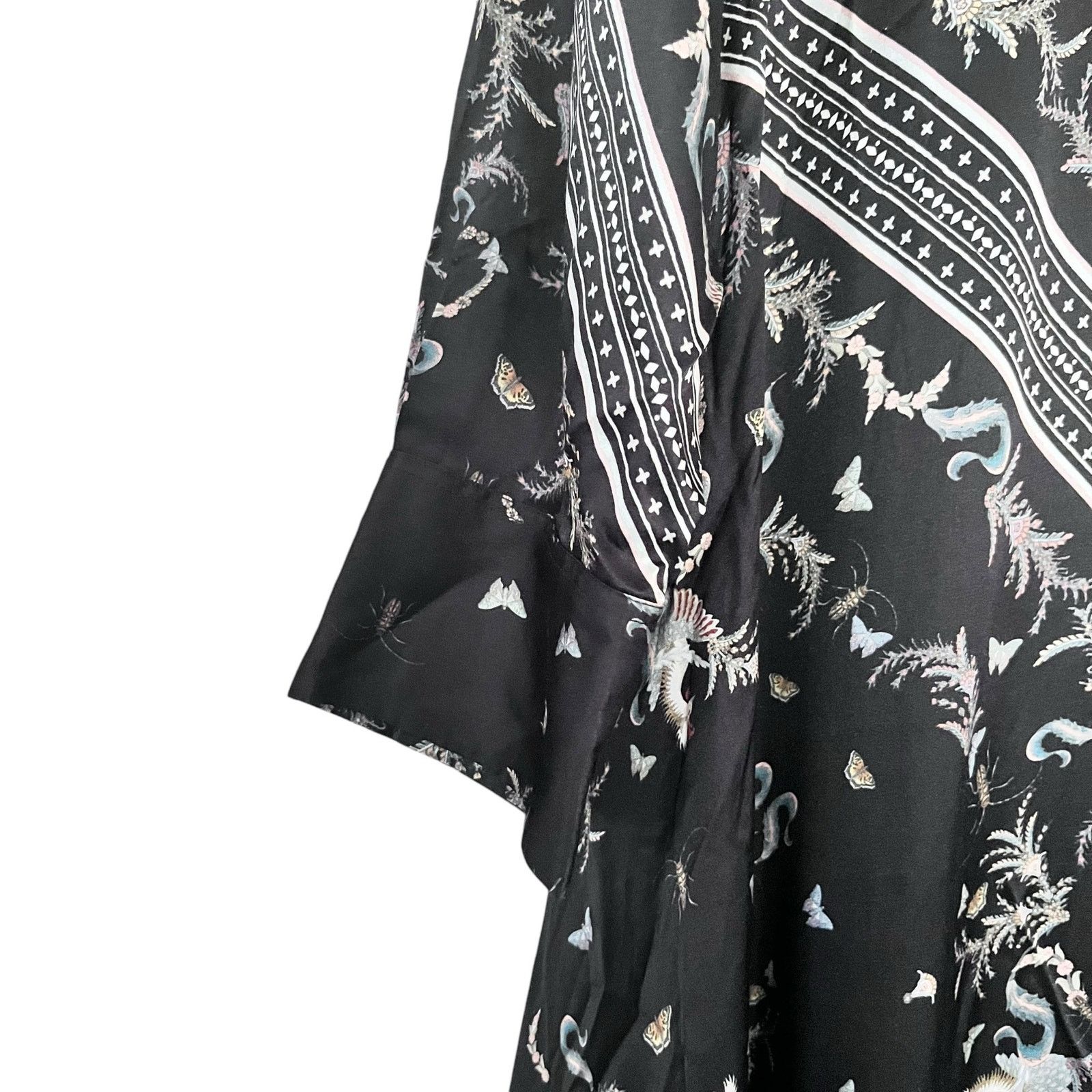 Allsaints All Saints Maia Silk Black Scarf Print Asymmetric Midi Dress Size S / US 4 / IT 40 - 5 Thumbnail