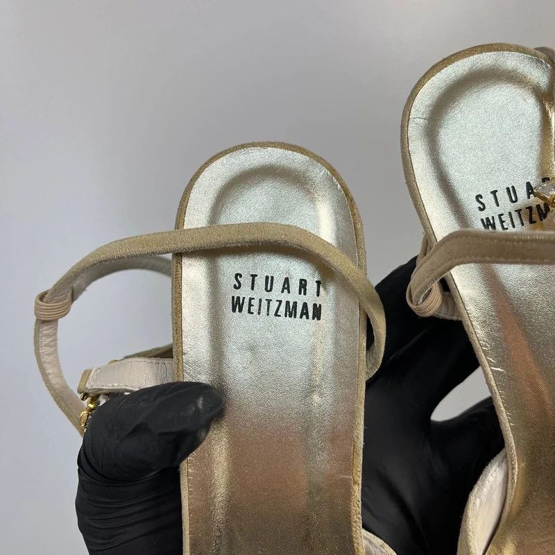 Stuart Weitzman Stuart Weitzman Gold Suede Slingback Heels EU 39 Size US 8 / IT 38 - 4 Thumbnail