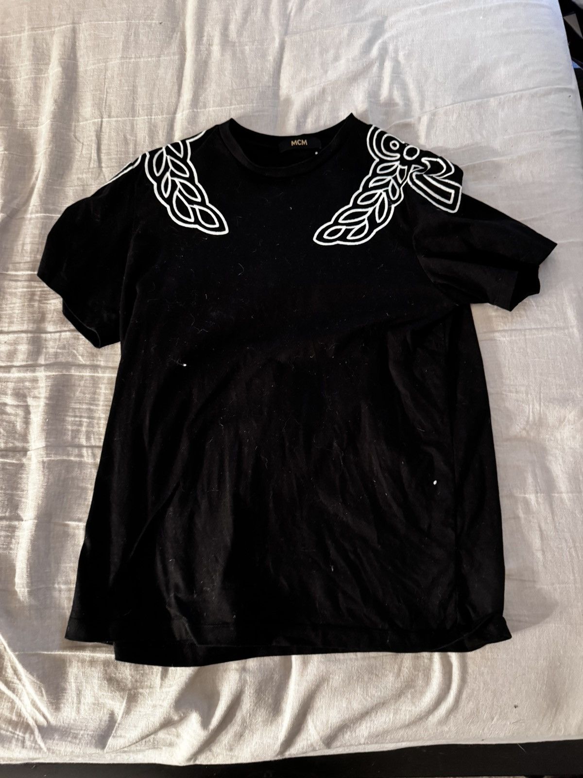 MCM MCM Men’s Black T-Shirt with Embroidered Design – Size Large Size US XL / EU 56 / 4 - 1 Thumbnail