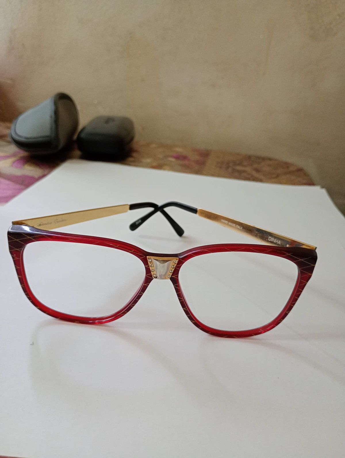 Other Sandra Gruber Vintage Cat Eye Eyeglass Frames Red Gold Italy Size ONE SIZE - 5 Thumbnail