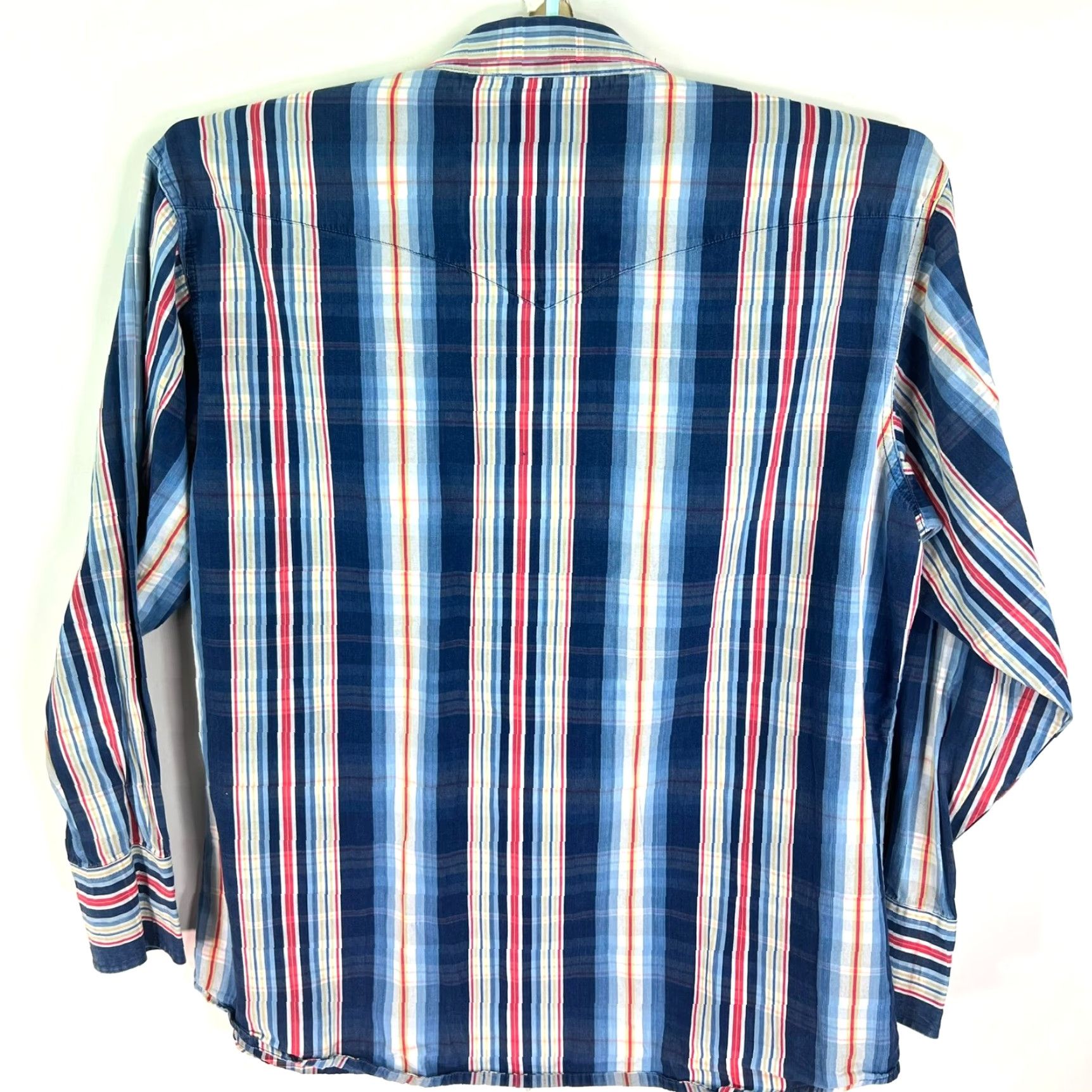 Wrangler VINTAGE Wrangler Western Shirt Men XL Blue Striped Long Sleeve Button-Up Western Theme Size US XL / EU 56 / 4 - 7 Thumbnail