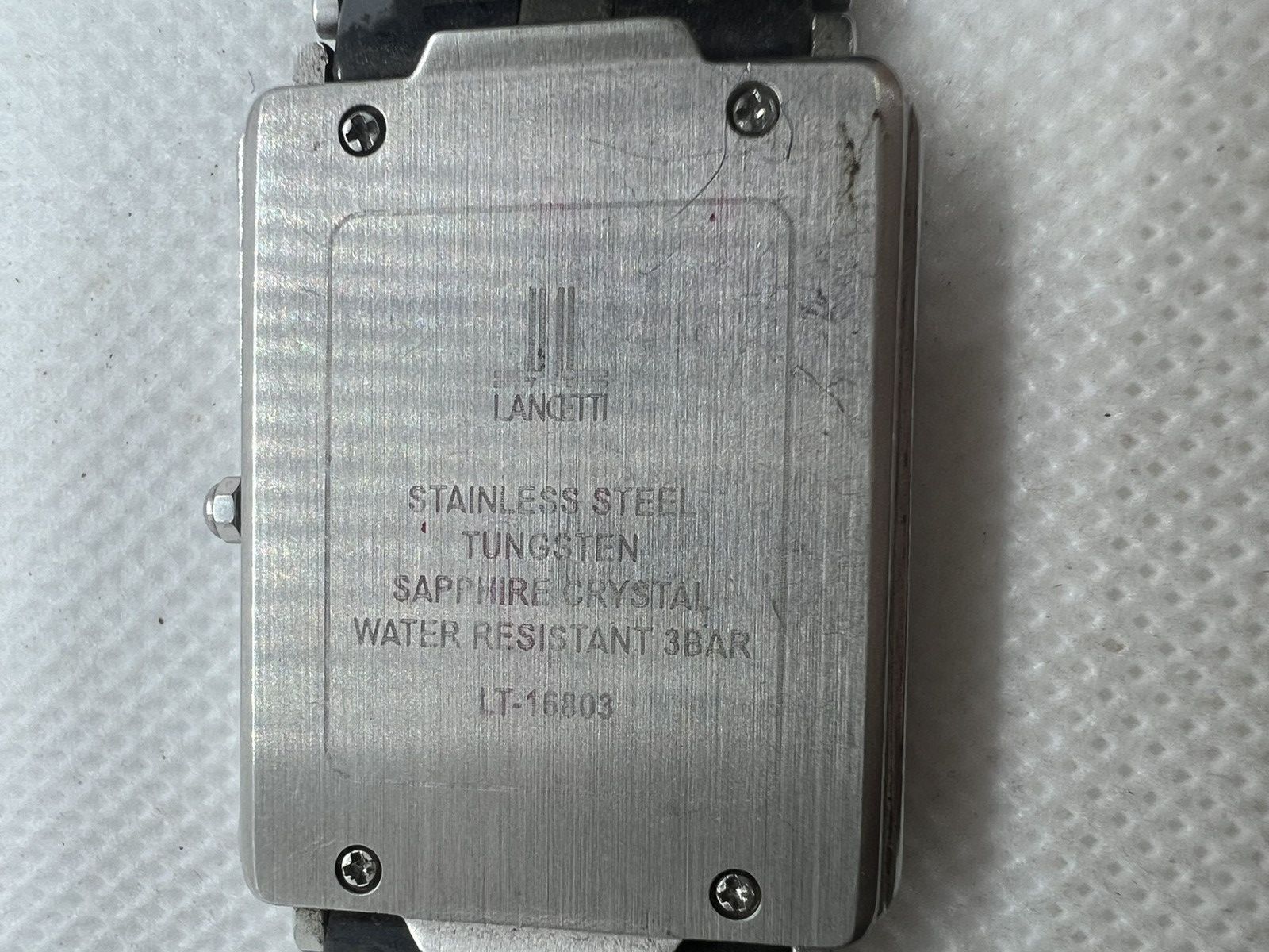 Vintage LANCETTI Tungsten Diamond Rectangular Black Men's Watch Size ONE SIZE - 11 Thumbnail