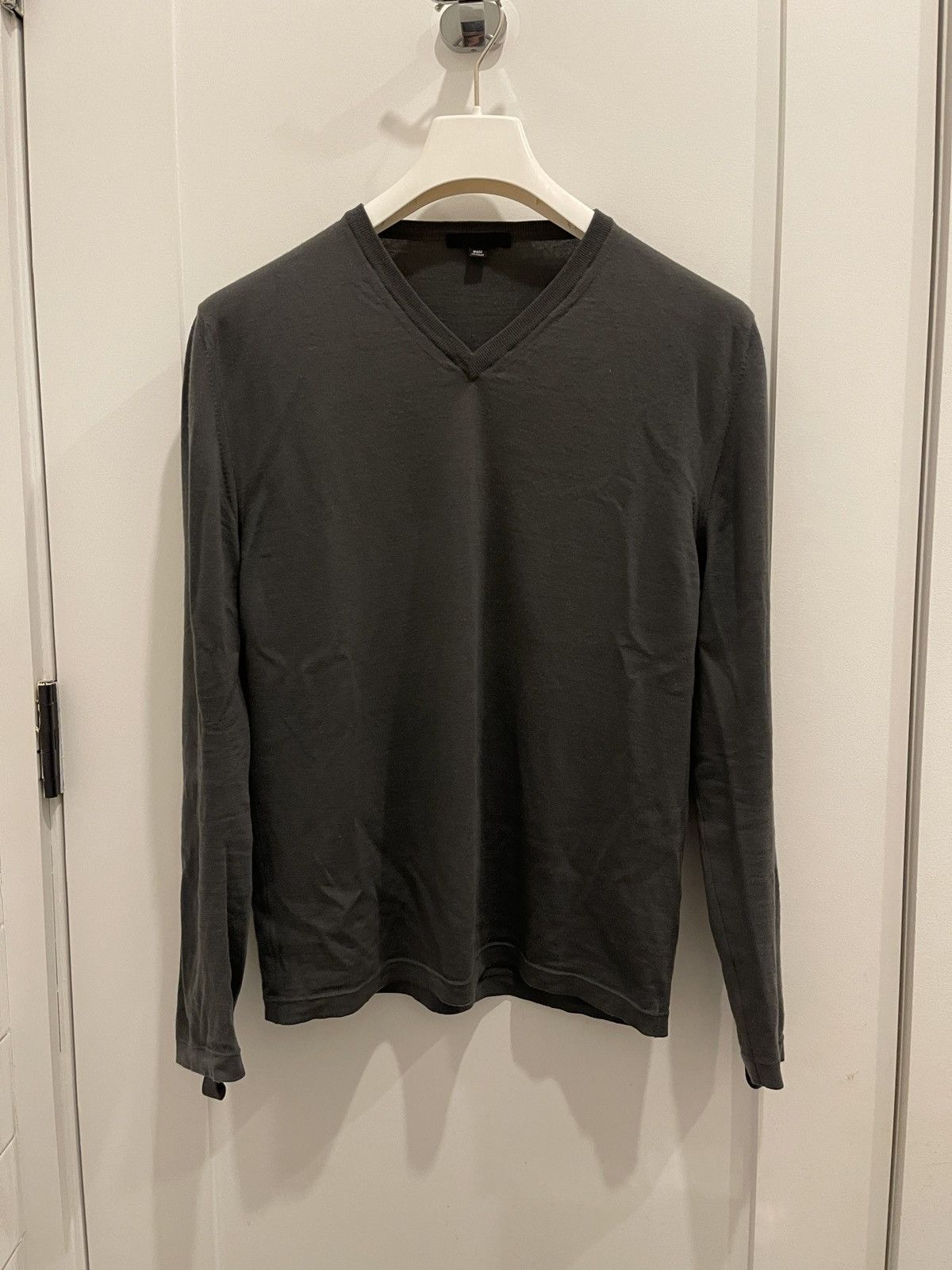 image of Helmut Lang 2003 Thumb Strap V-Neck Knit in Blue, Men's (Size Medium)