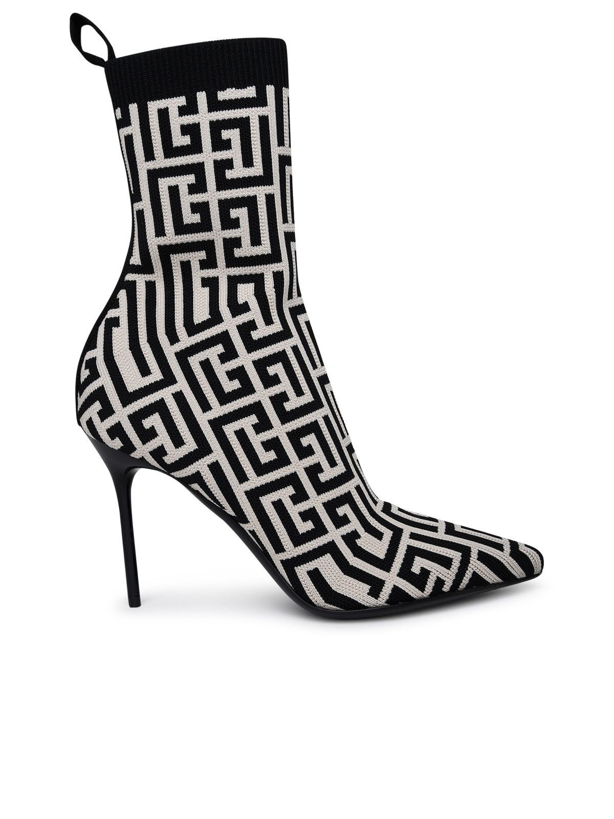 image of Balmain Two-Tone Cotton Blend Ankle Boots in Ivory, Women's (Size 5)