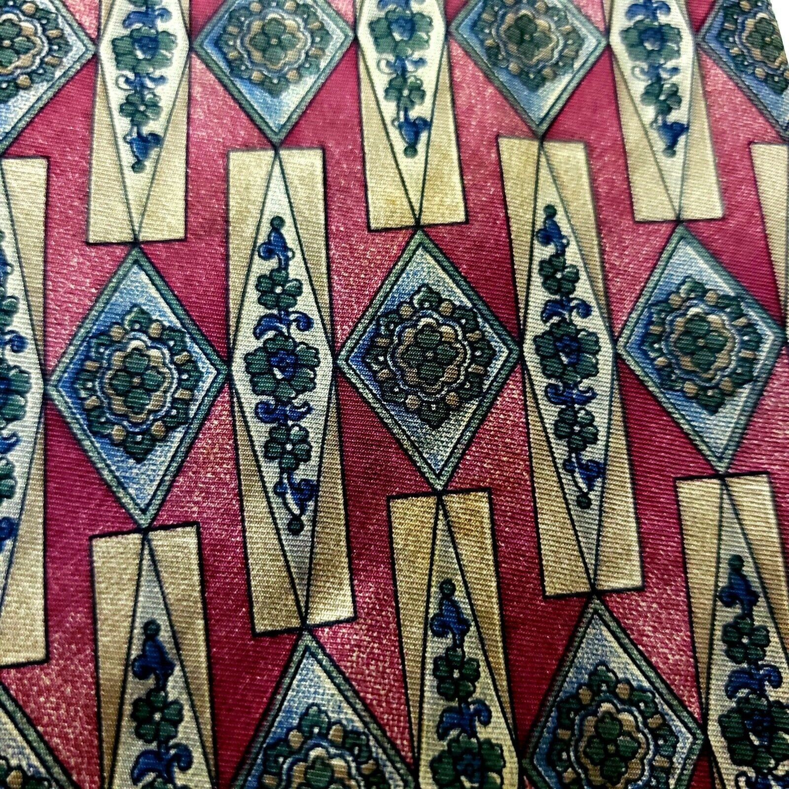 Savile Row Savile Row Red Abstract Silk Tie Print Wide Size ONE SIZE - 2 Thumbnail