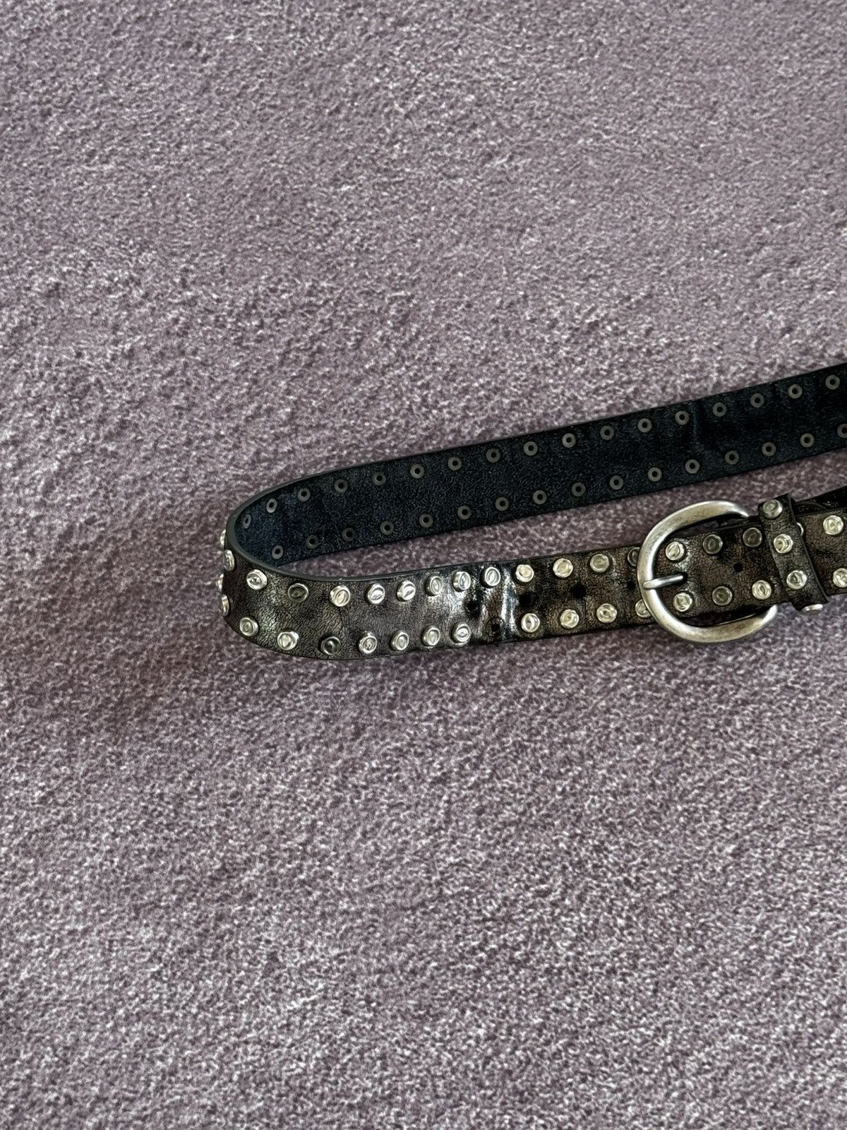 Japanese Brand Vintage Leather Studded Belt Black Metal Diesel style Size ONE SIZE - 2 Thumbnail