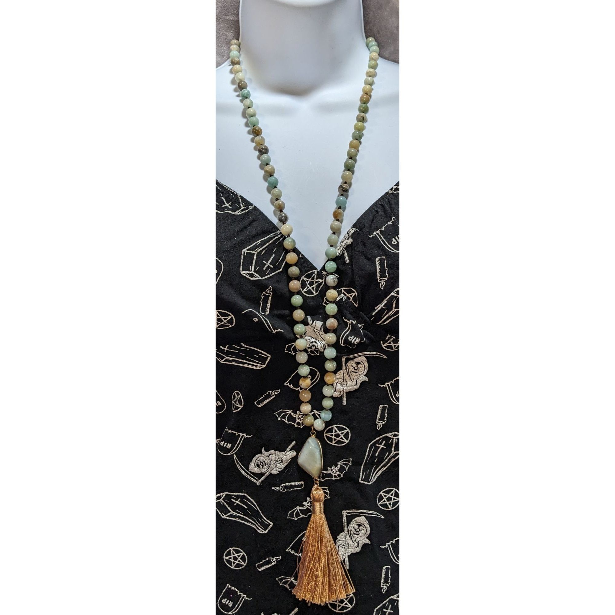 dylan Dylan Bohemian Amazonite Beaded Necklace With Gold Tassel Pe Size ONE SIZE - 3 Thumbnail