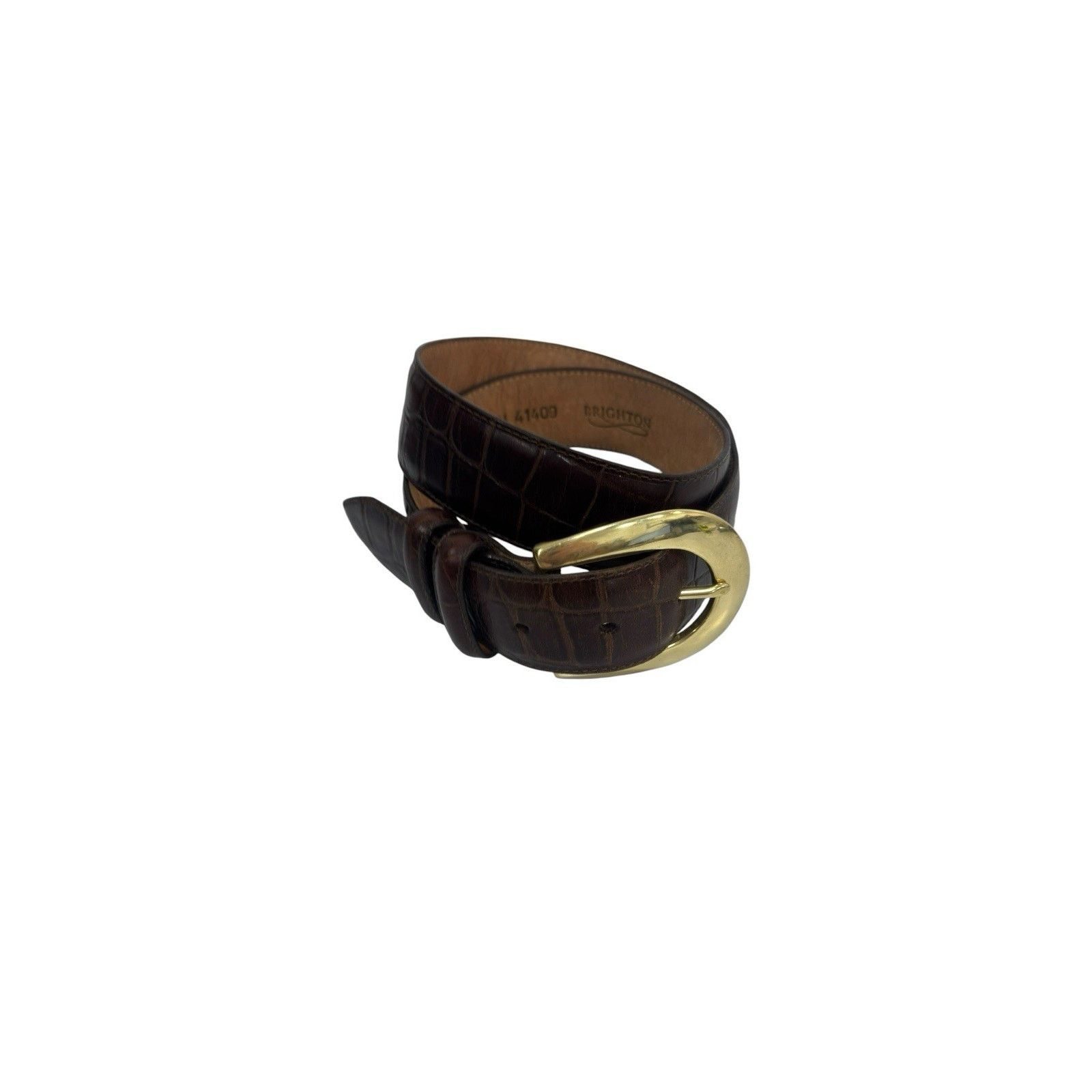 Brighton Brighton Leather Croc Embossed Belt Brass Buckle M Vintage Size ONE SIZE - 7 Thumbnail