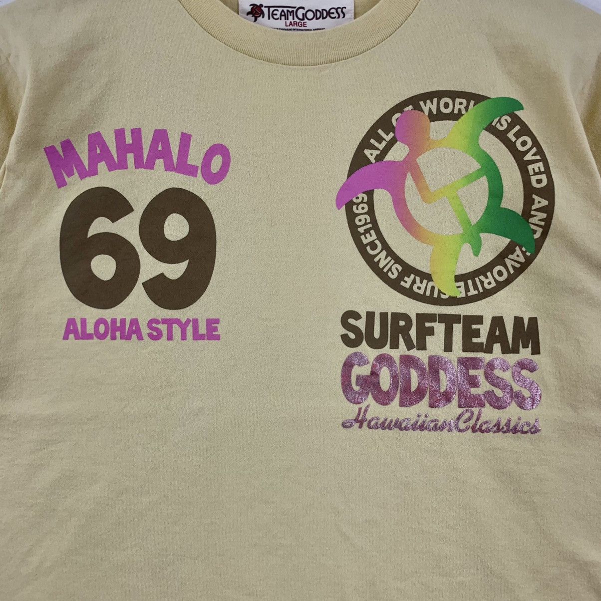 Vintage TEAM GODDESS HAWAII Mahalo Aloha Surfteam Tee Shirt Size L / US 10 / IT 46 - 3 Thumbnail