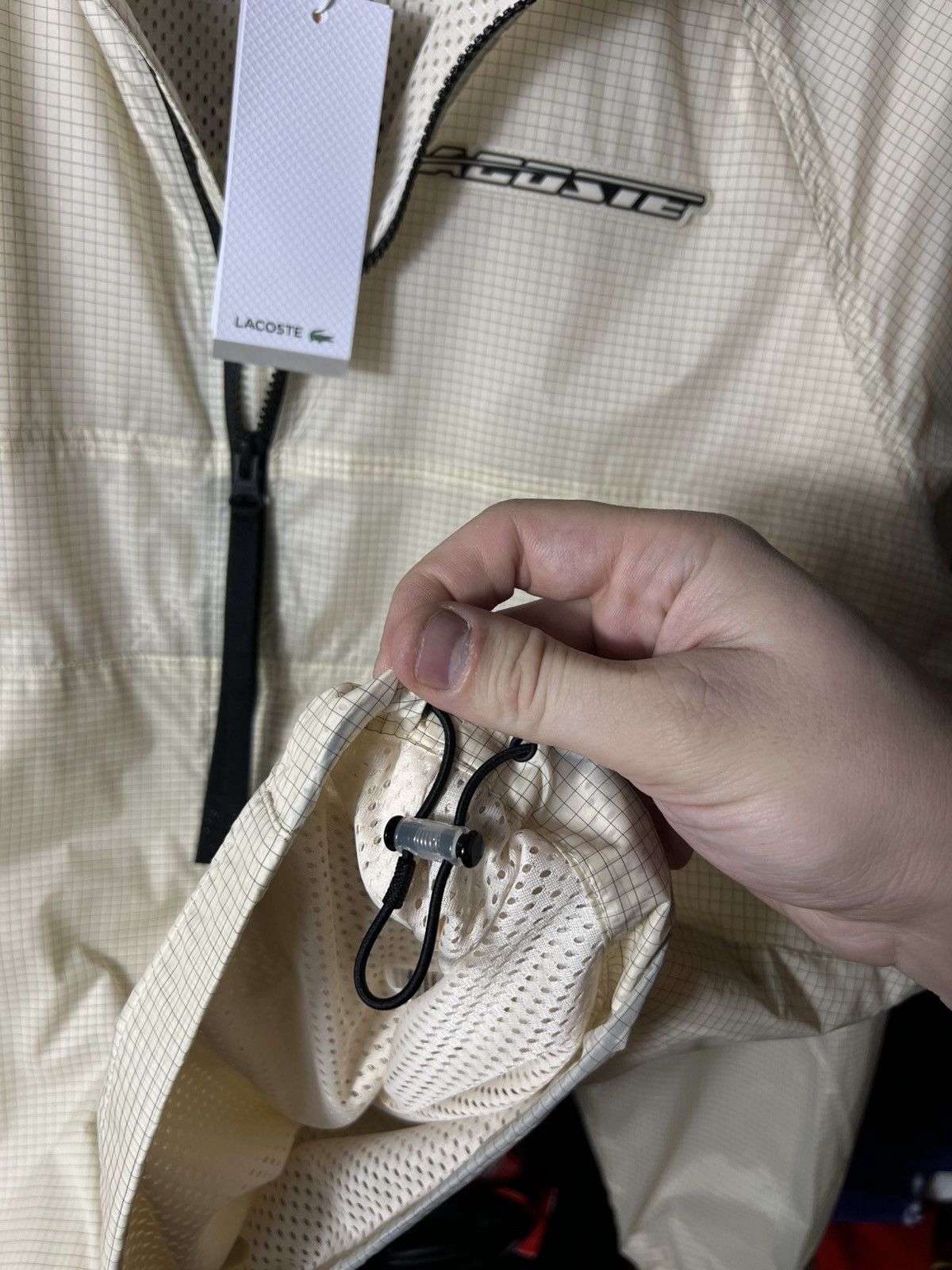 Lacoste 🧥 Lacoste Lightweight Windbreaker Jacket – Cream Grid Size M Size US M / EU 48-50 / 2 - 20 Thumbnail