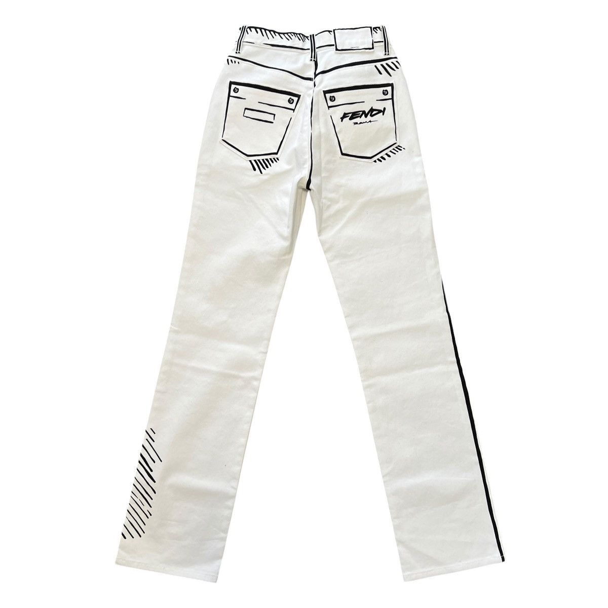 Fendi FENDI × Joshua Vides 2020 Trompe-l’œil White Denim Pants Size 26" / US 2 / IT 38 - 13 Thumbnail