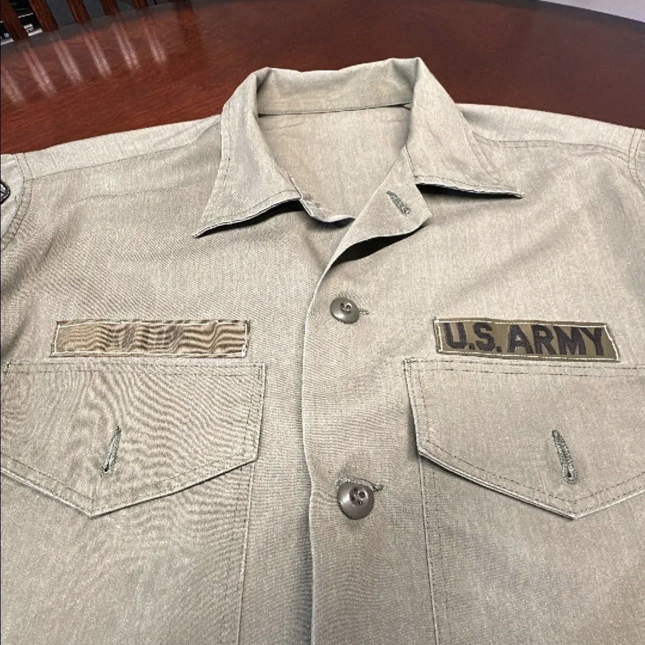 Vintage Vintage 60s 70s US Army Military Uniform Button Shirt XL Size US XL / EU 56 / 4 - 2 Thumbnail