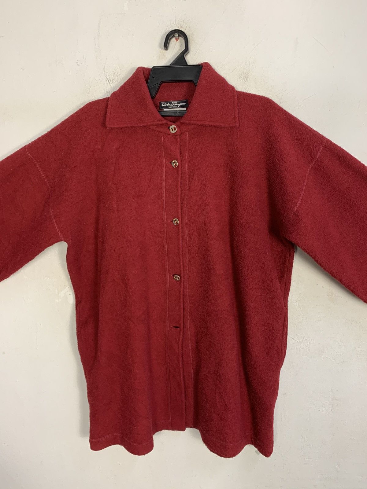 Designer × Salvatore Ferragamo 90s Salvatore Ferragamo Made In Italy Fleece Button Up Plain Size US S / EU 44-46 / 1 - 3 Thumbnail