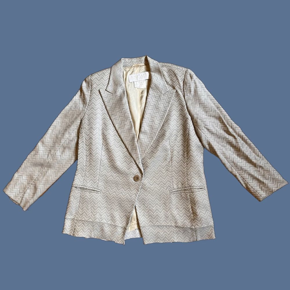VINTAGE Escada Margaritha Ley Silk Blend Blazer Women’s 40 Grey NEEDS REPAIR