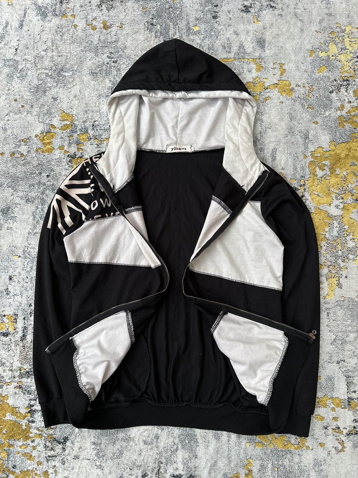 Tornado Mart BLACK WHITE ZIGZAG BRITISH POEM ZIPHOODIE PPFM LGB STYLE Size US M / EU 48-50 / 2 - 6 Thumbnail