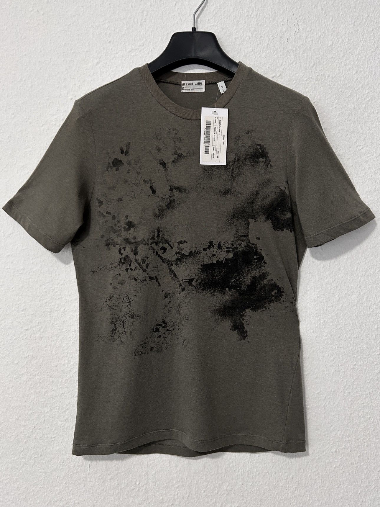 Helmut Lang S/S 1999 NEW ABSTRACT PAINTER T-SHIRT WITH BLACK PAINT 