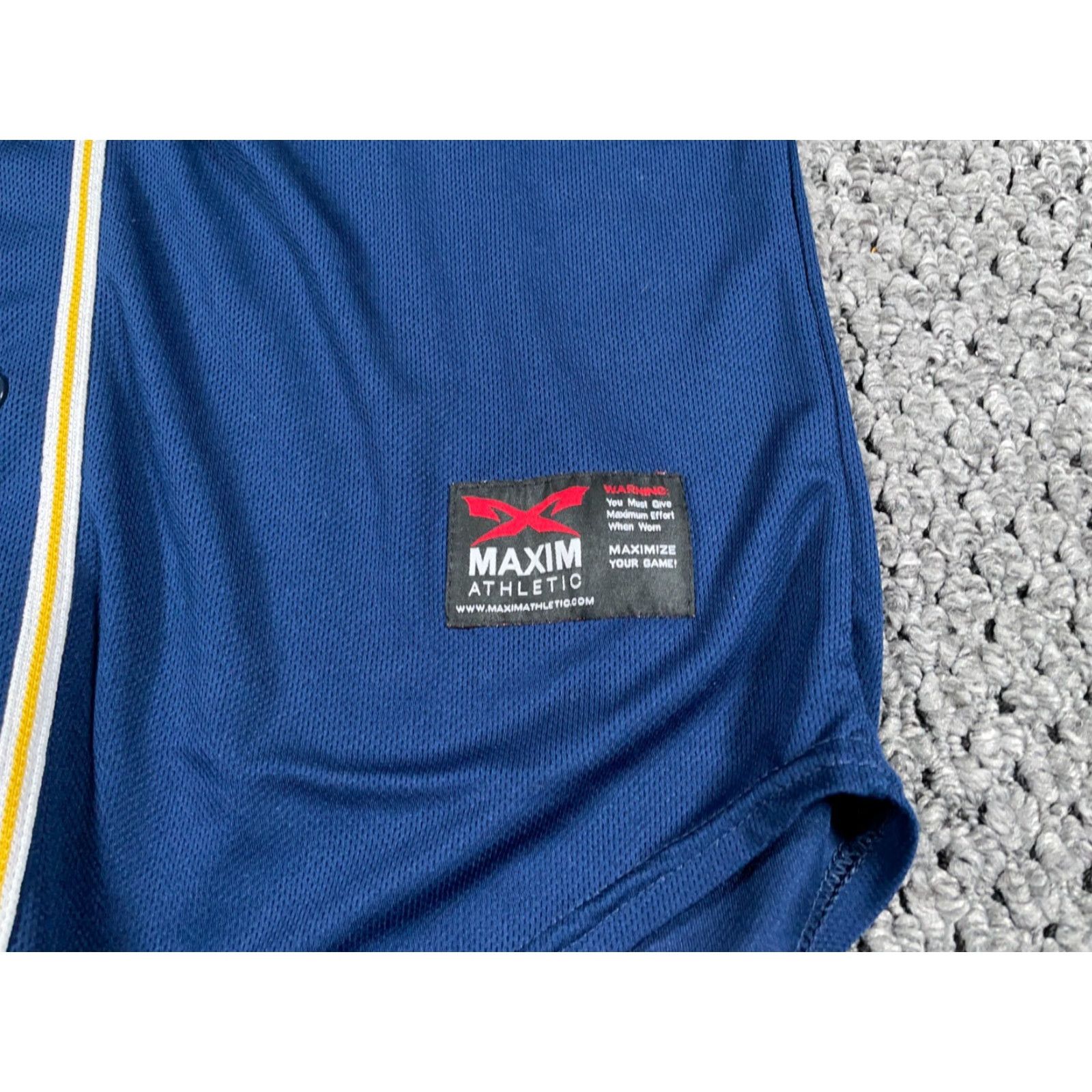 Vintage Retro Maxim Baseball Jersey Adult Large Dark Blue Sewn Stitched Numbers Size US L / EU 52-54 / 3 - 7 Thumbnail