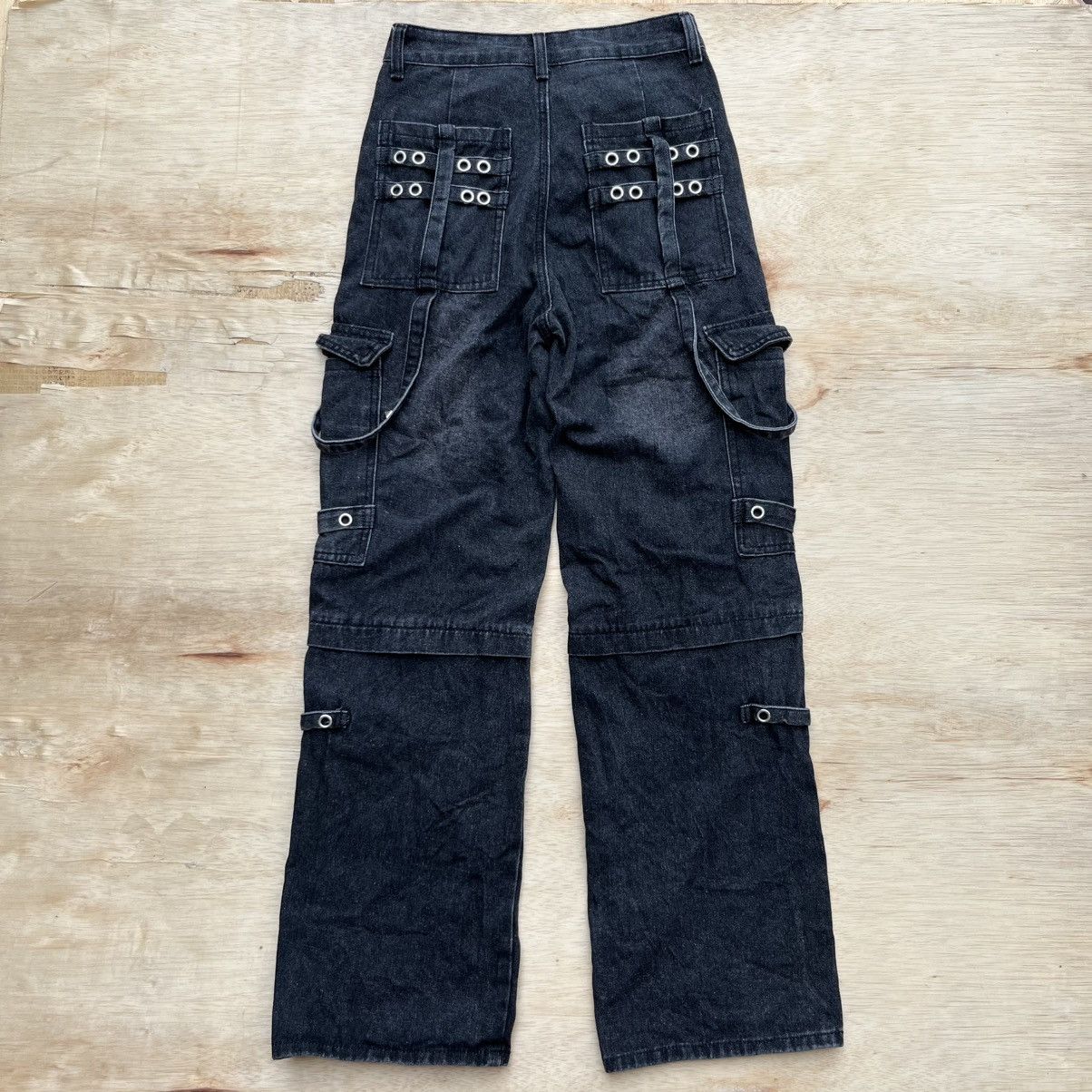 Shein ROMWE DENIM CARGO BONDAGE LOOSE PANTS Size US 28 / EU 44 - 7 Thumbnail