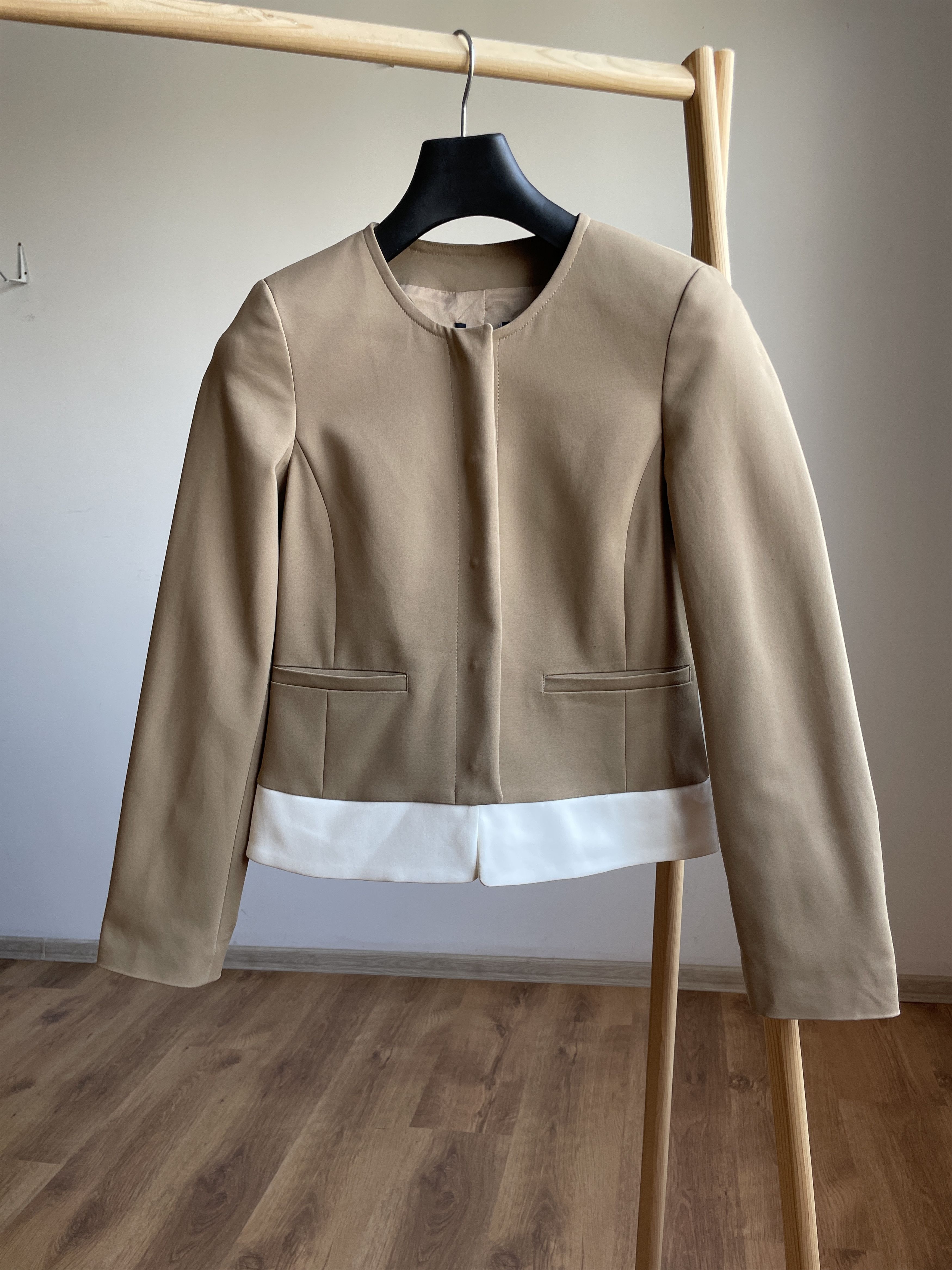 MAX&Co. Max & Co. Max Mara Womens Collarless Cotton Blend Blazer Size XS / US 0-2 / IT 36-38 - 1 Thumbnail
