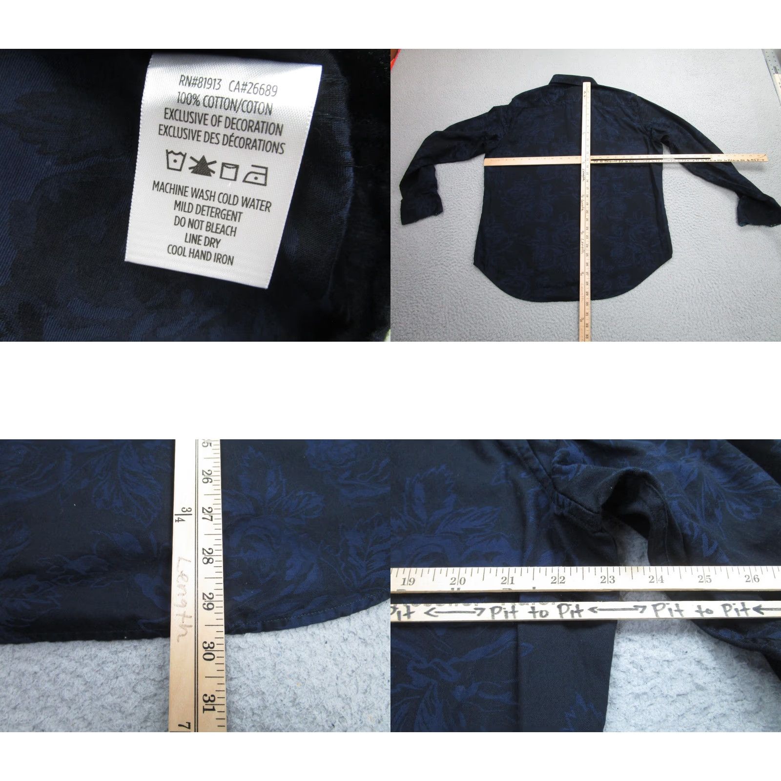 Robert Graham Robert Graham Shirt Mens Large Blue Floral Classic Fit Cotton Contrast Trim Size US L / EU 52-54 / 3 - 8 Thumbnail
