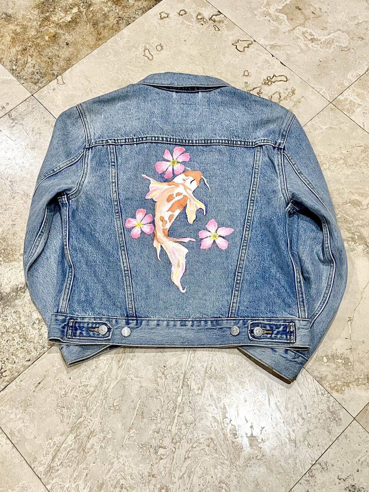 Levi's × Vintage Vintage Levi Big E Custom Koi Fish Jean Jacket Size US XS / EU 42 / 0 - 1 Thumbnail