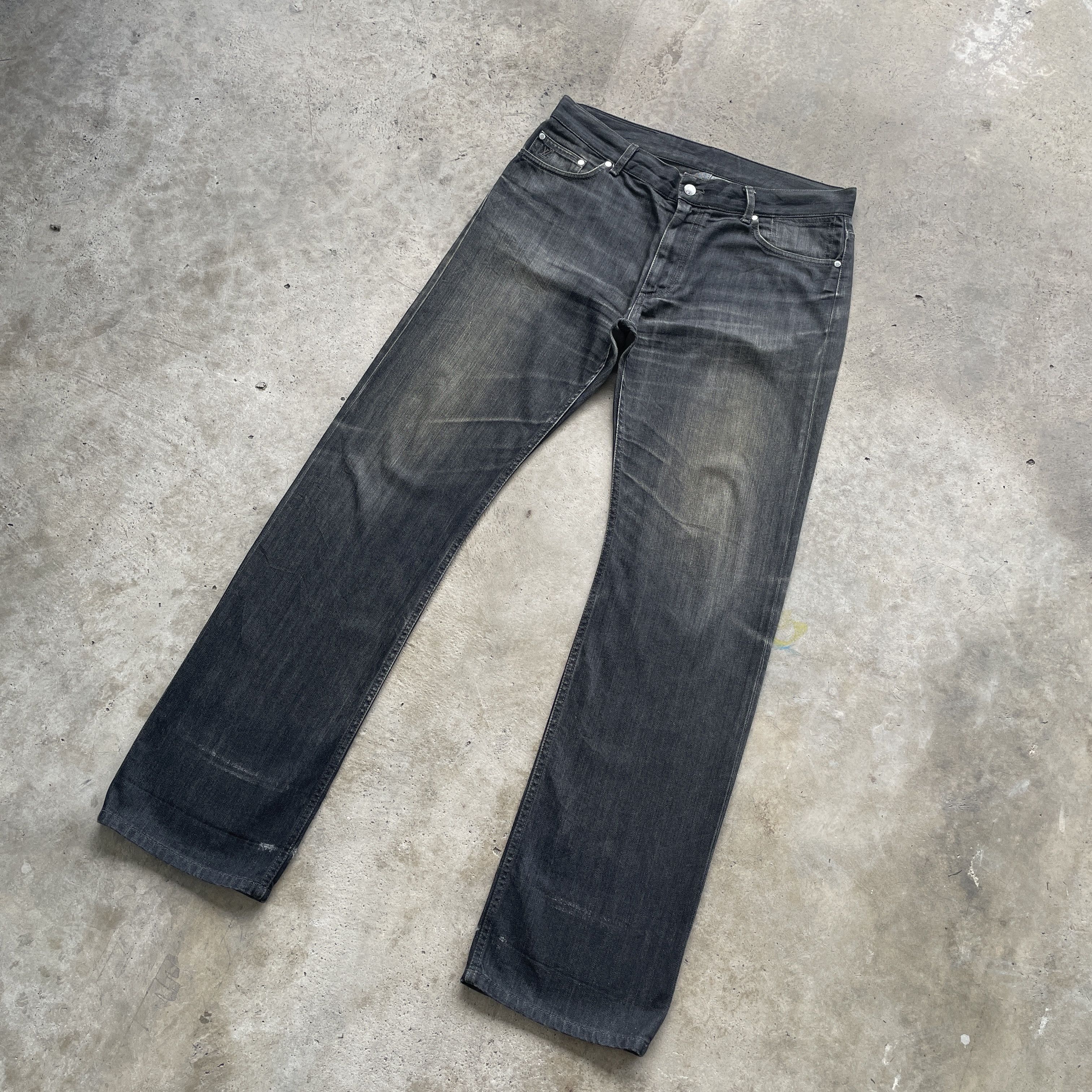 Louis Vuitton W35 VINTAGE LV LOUIS VUITTON PARIS BLACK FADED JEANS PANTS Size US 35 - 1 Thumbnail