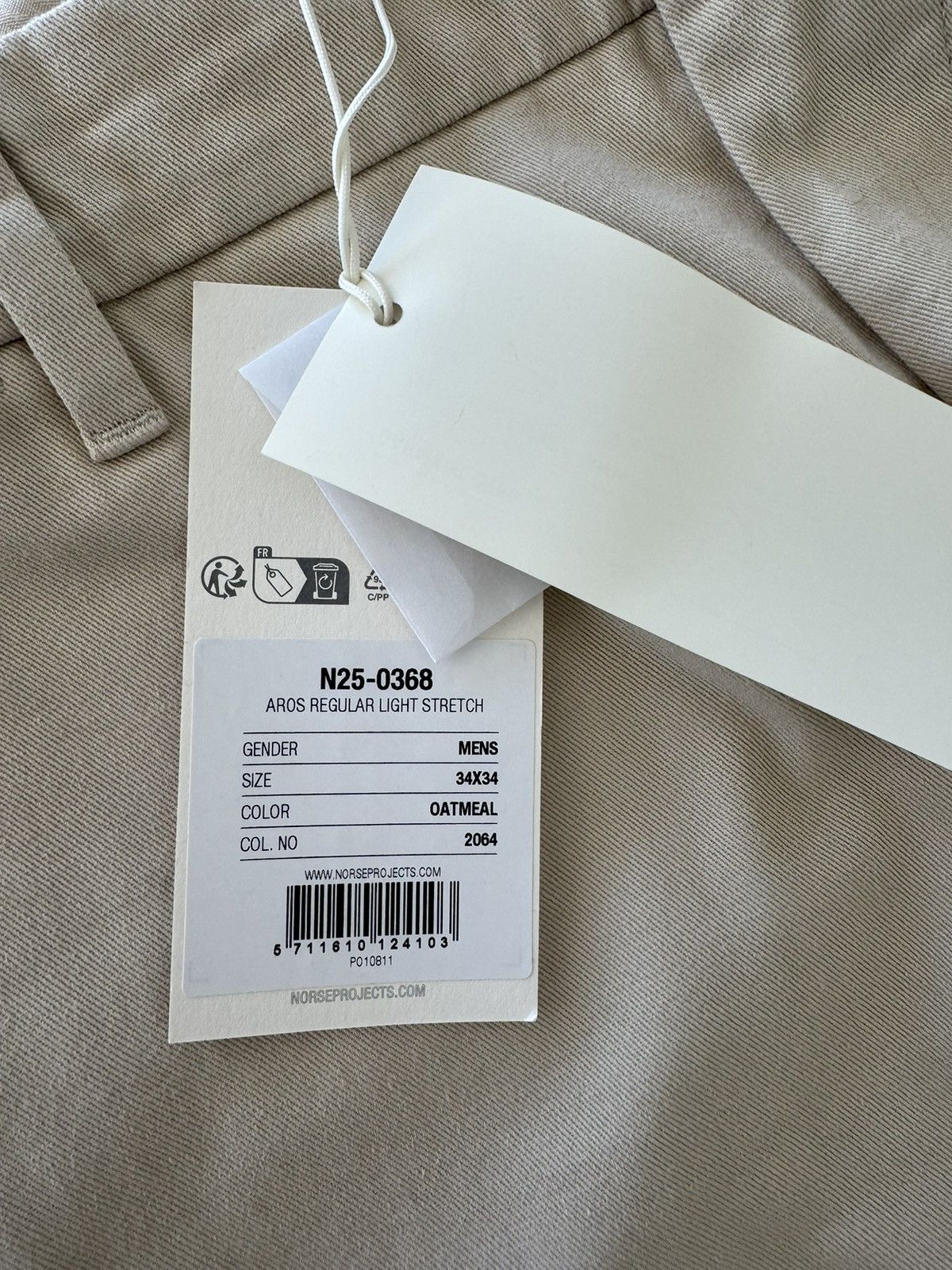 Norse Projects Norse Projects Aros Regular Light Stretch Oatmeal 34 Size US 34 / EU 50 - 2 Thumbnail