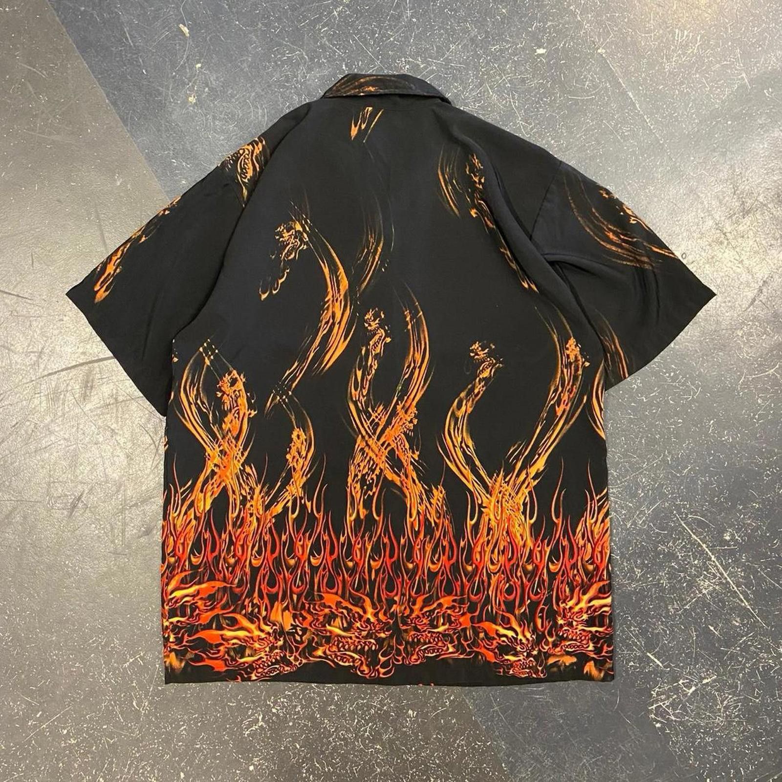 Vintage Y2K Flames Dragon Skull AOP Button Up Size US XL / EU 56 / 4 - 4 Thumbnail