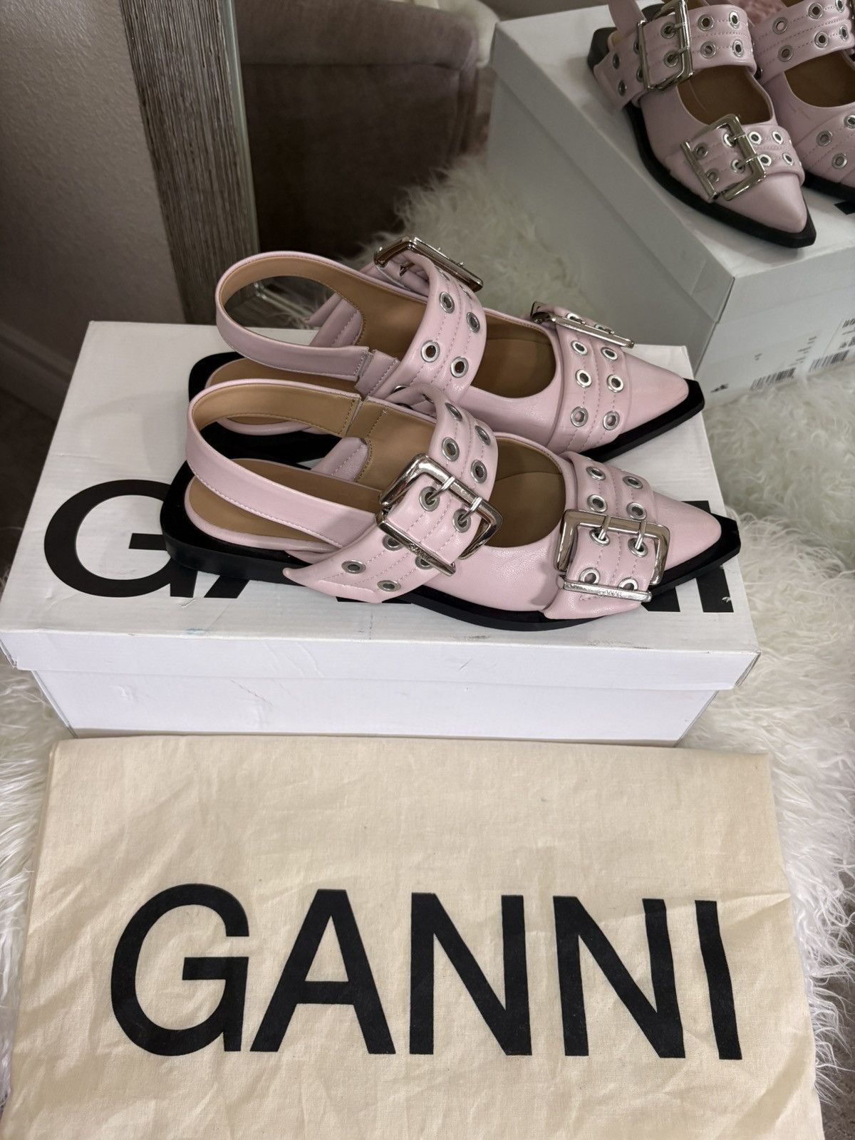 Ganni Ganni buckle flat in chalk pink EU 36 Size US 6 / IT 36 - 3 Thumbnail