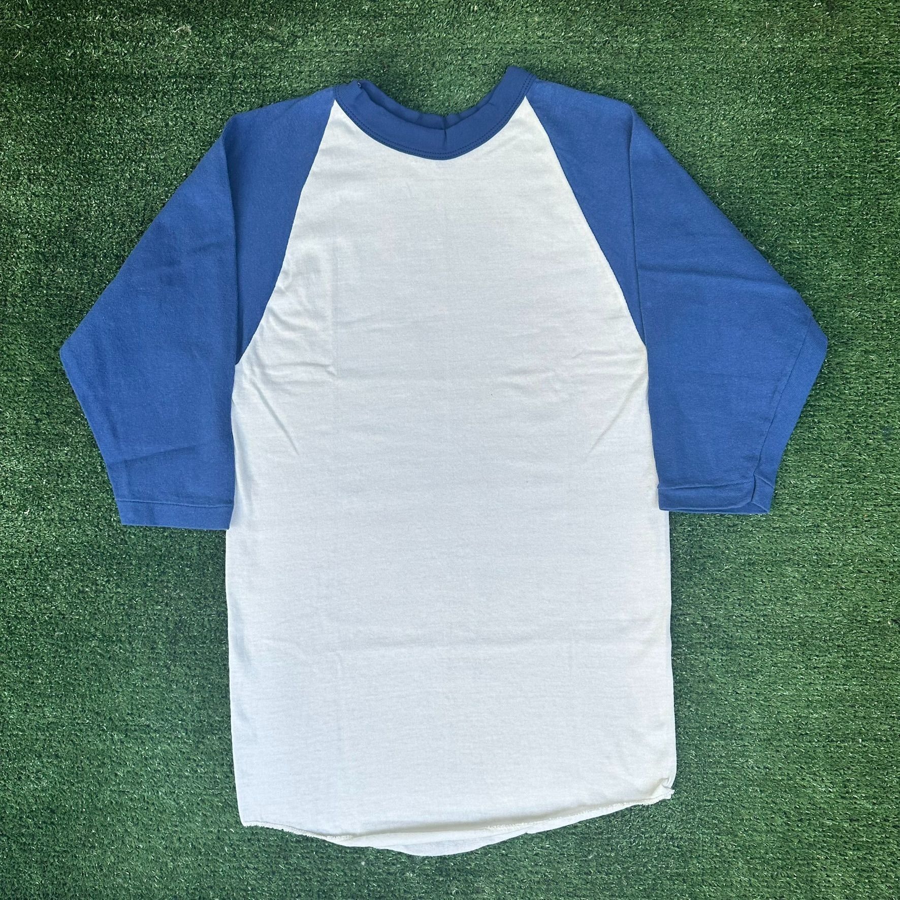 Russell Athletic Vintage 70s Russell White/Blue Raglan T-Shirt Blank Plain 3/ Size US S / EU 44-46 / 1 - 1 Thumbnail