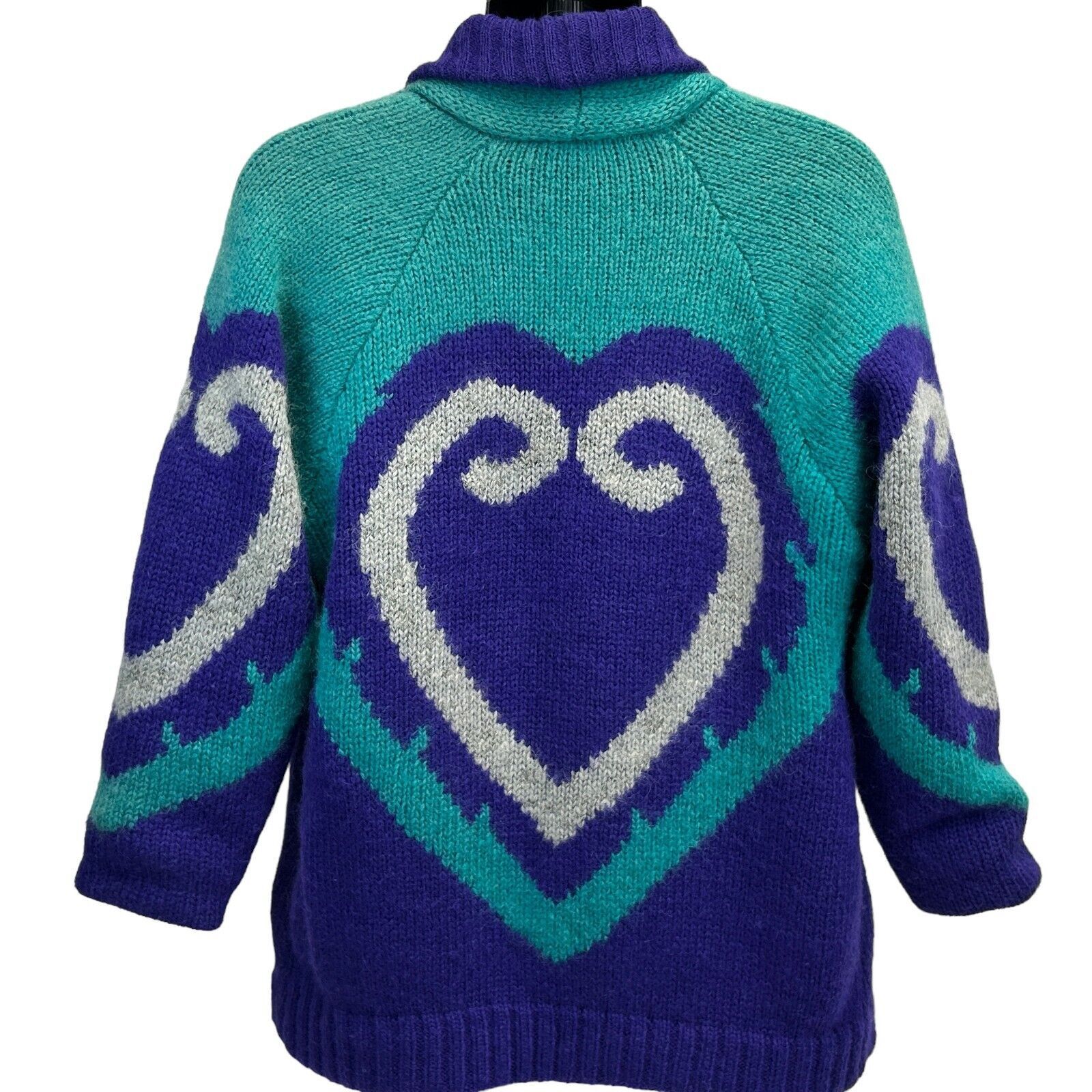 Vintage Vintage Open Front Cardigan Sweater Jacket Heart Purple M Size US M / EU 48-50 / 2 - 3 Thumbnail
