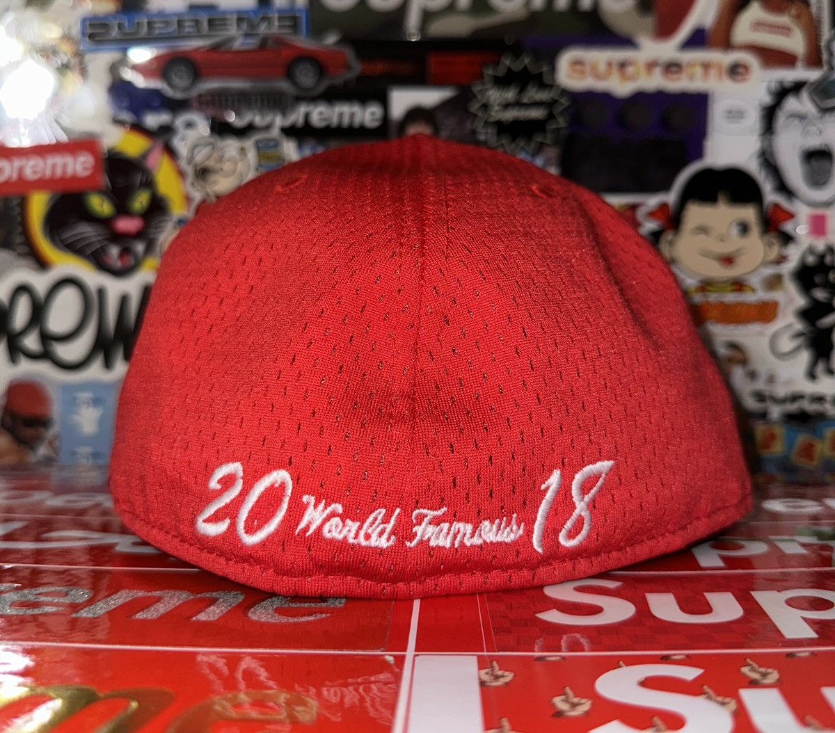 New Era × Supreme SS18 Supreme New Era Mesh Box Logo Fitted Hat Red 7 5/8 Size ONE SIZE - 2 Thumbnail