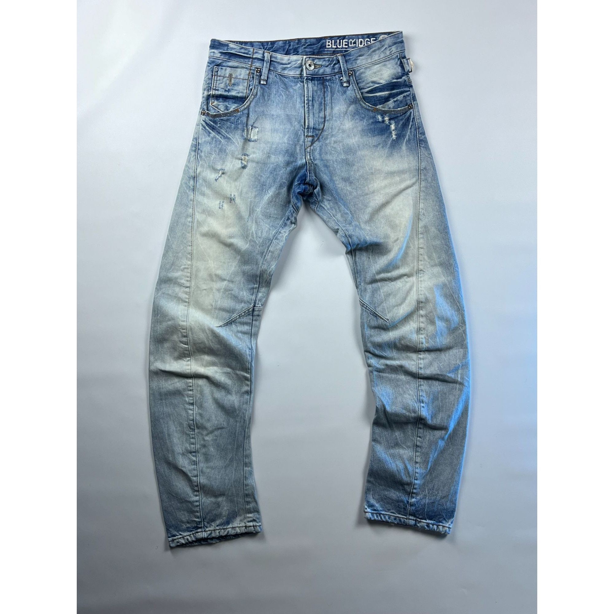 Vintage Double Knee Light Wash Ditressed Blue Ridge Jeans Size US 34 / EU 50 - 1 Thumbnail