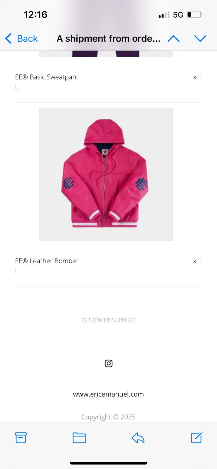 Eric Emanuel Eric Emanuel pink w blue EE leather bomber jacket large Size US L / EU 52-54 / 3 - 4 Thumbnail