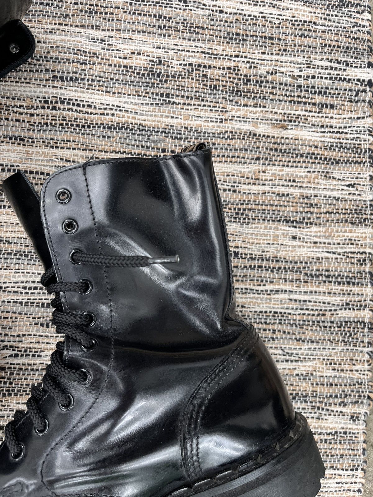 New Rock Vintage Steel Black Combat High Boots Military Biker Y2K Size US 10.5 / EU 43-44 - 14 Thumbnail