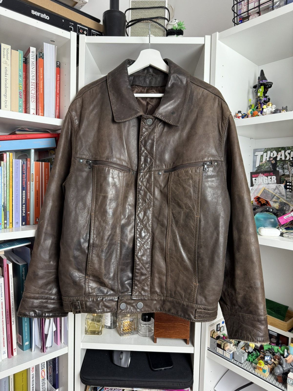 Vintage Vintage leather Harrington bomber jacket L biker racer retro Size US L / EU 52-54 / 3 - 1 Thumbnail
