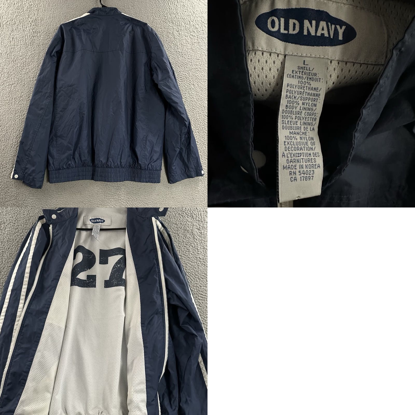 Old Navy VINTAGE Old Navy Windbreaker Jacket Mens L Blue White Full Zip Y2K Size US L / EU 52-54 / 3 - 8 Thumbnail