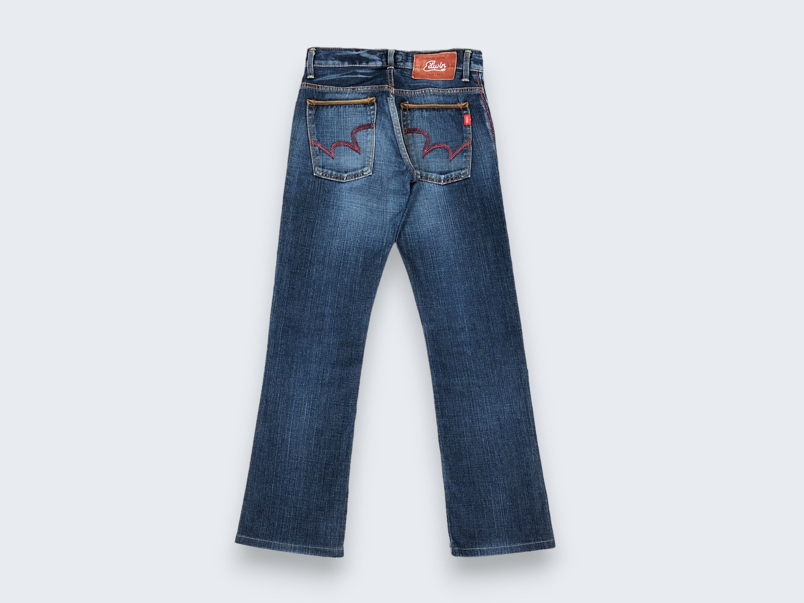 Edwin × Vintage Vintage Edwin Flare Jeans Blue Trip Denim 29 x 30.5 L1278 Size 29" - 4 Thumbnail