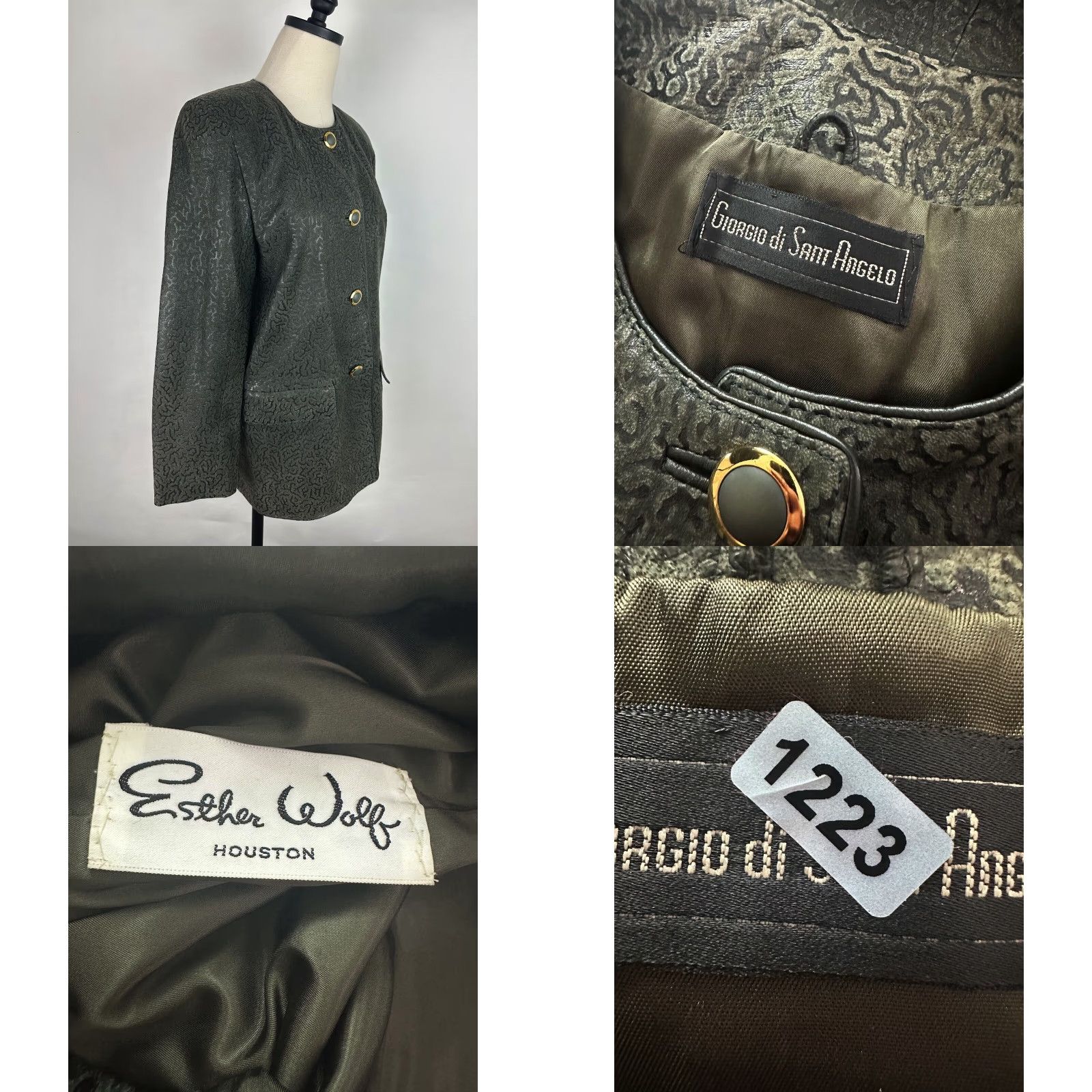 Vintage VINTAGE Giorgio Di Sant Angelo Leather Jacket Womens Small Olive Green Textured Bohemian 80s 90s Retro Casual Womens Size S / US 4 / IT 40 - 9 Thumbnail