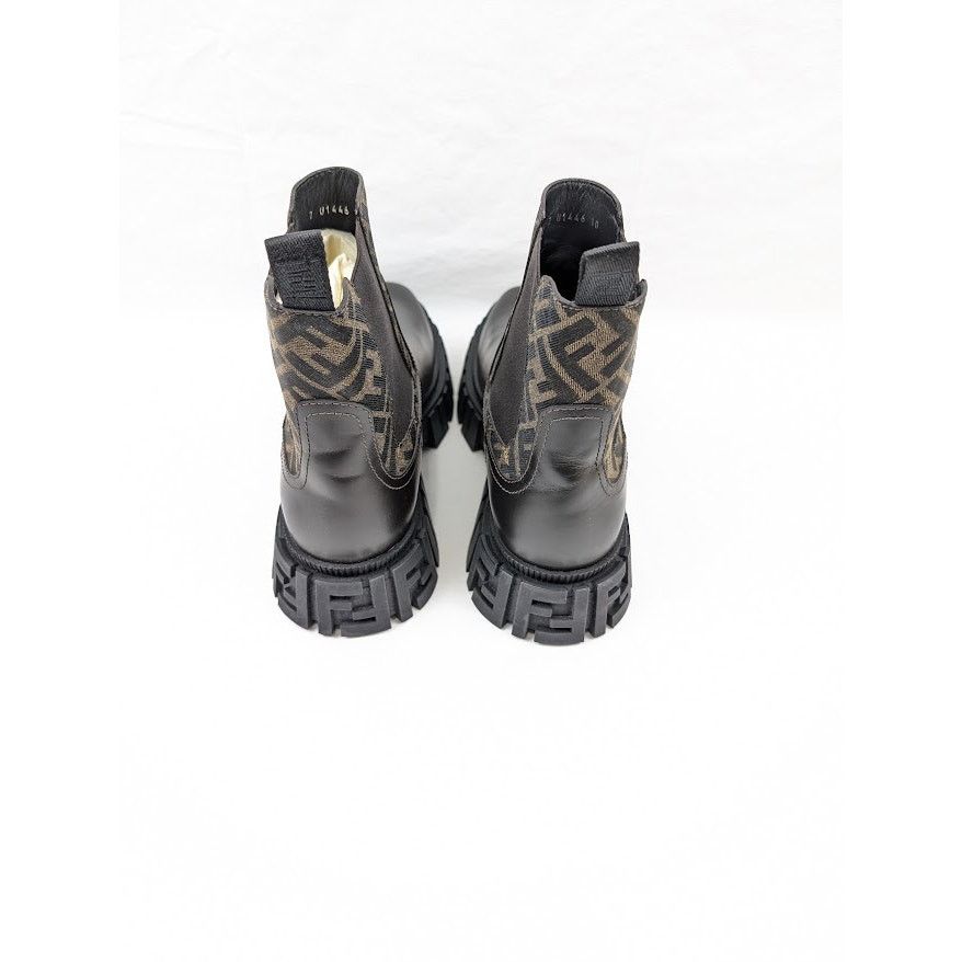 Fendi o1rshd1 Men's Fabric Calf Leather Boots in Black/Dark Brown Size US 11 / EU 44 - 20 Thumbnail